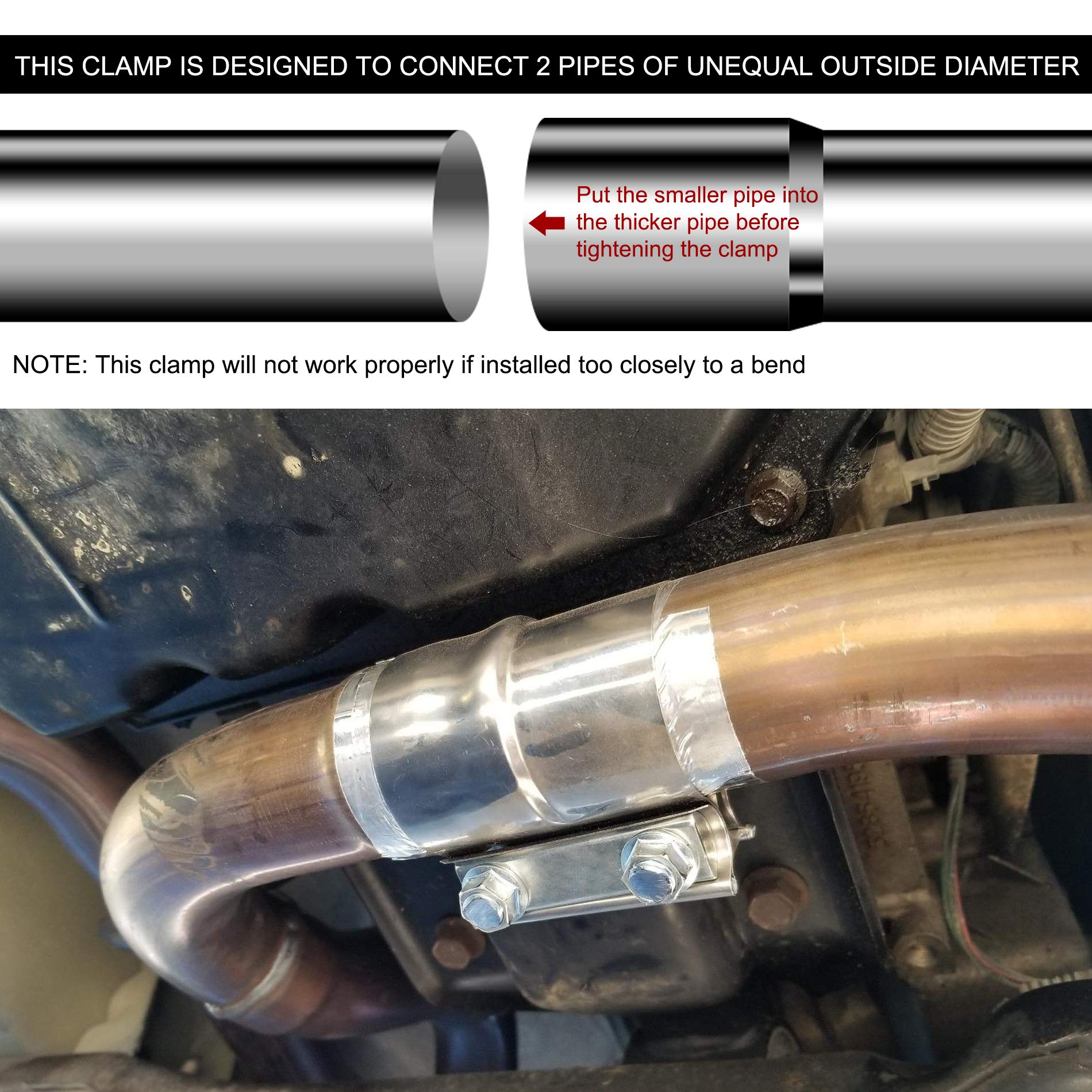 ZFBB2.25" Lap Joint Band Clamp Exhaust Clamps Pipe Repair Parts Stainless Steel - Image 4