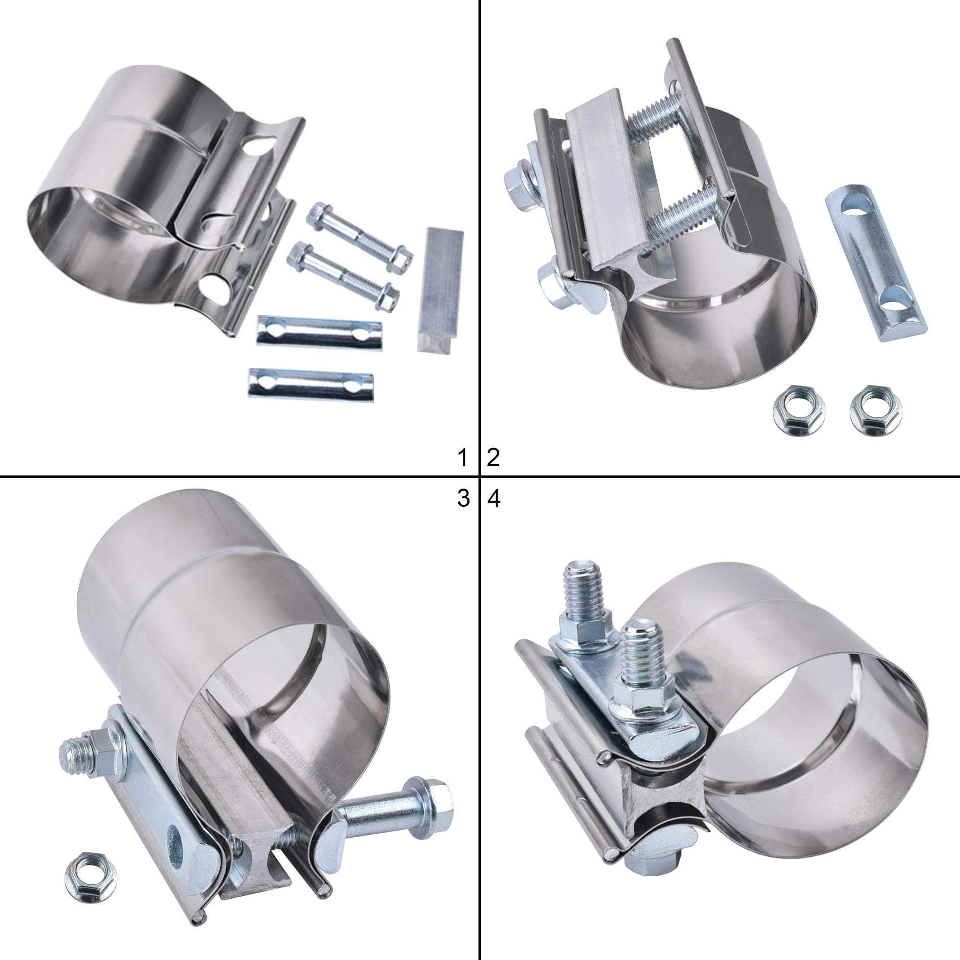 ZFBB2.25" Lap Joint Band Clamp Exhaust Clamps Pipe Repair Parts Stainless Steel - Image 6
