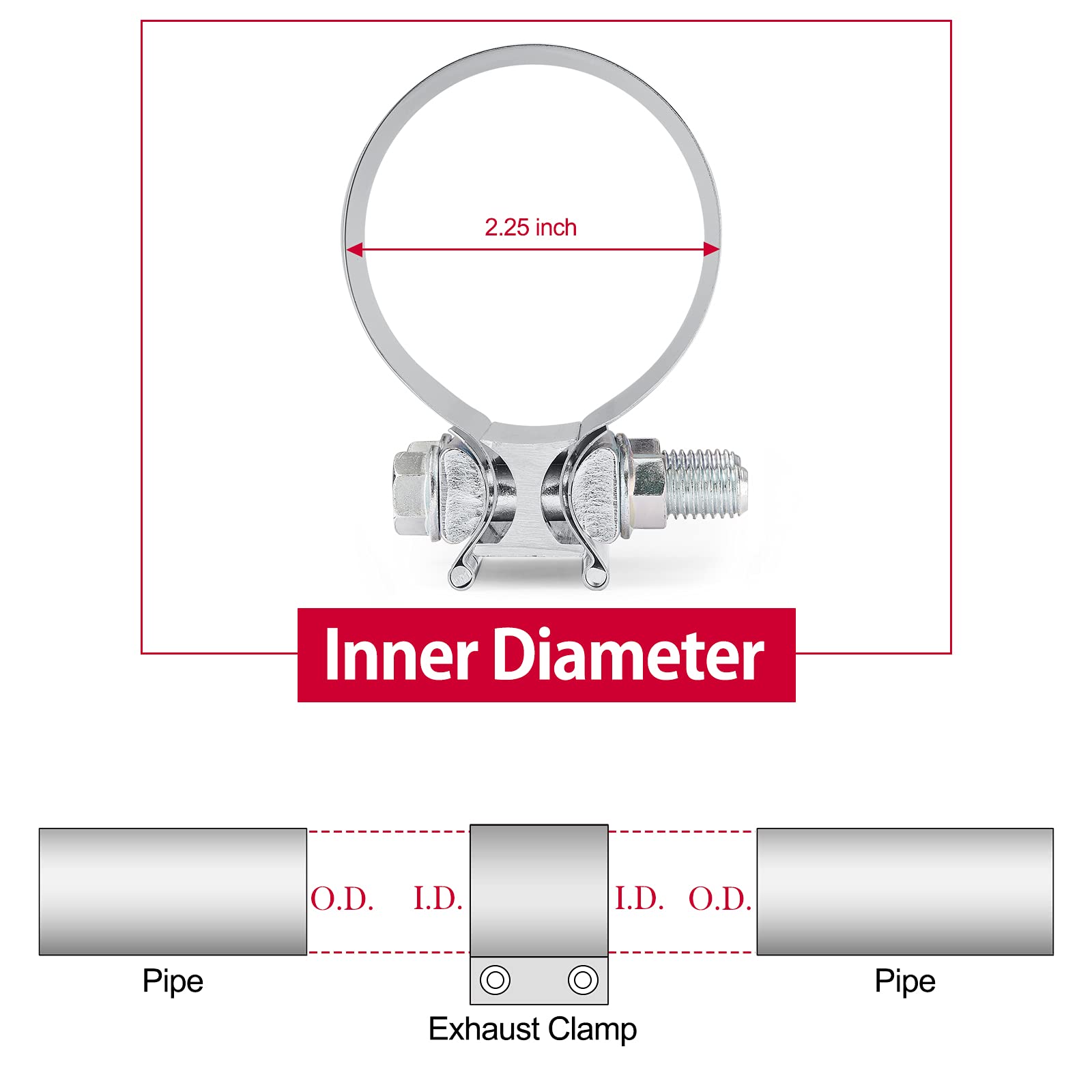 SYKRSS 2.25"Stainless Steel Butt Joint Exhaust Seal Band Clamp - Image 3