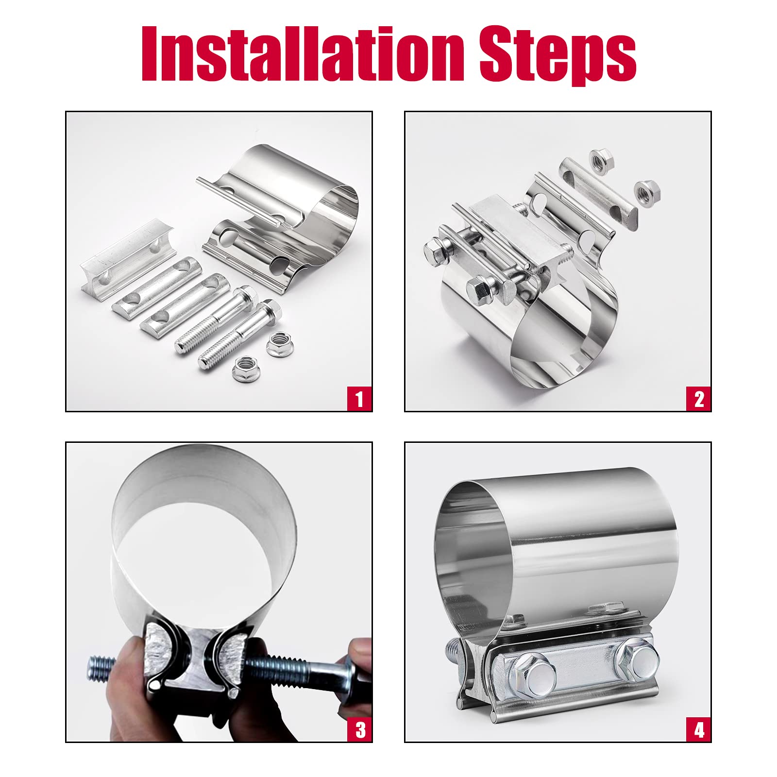 SYKRSS 2.25"Stainless Steel Butt Joint Exhaust Seal Band Clamp - Image 6