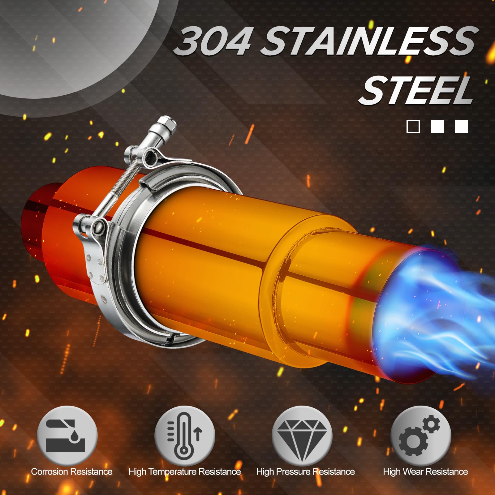 SYKRSS 2.5" Universal Stainless Steel V Band Clamp Flat Flange Kit Assembly (2.5inch, 2PCS) - Image 3