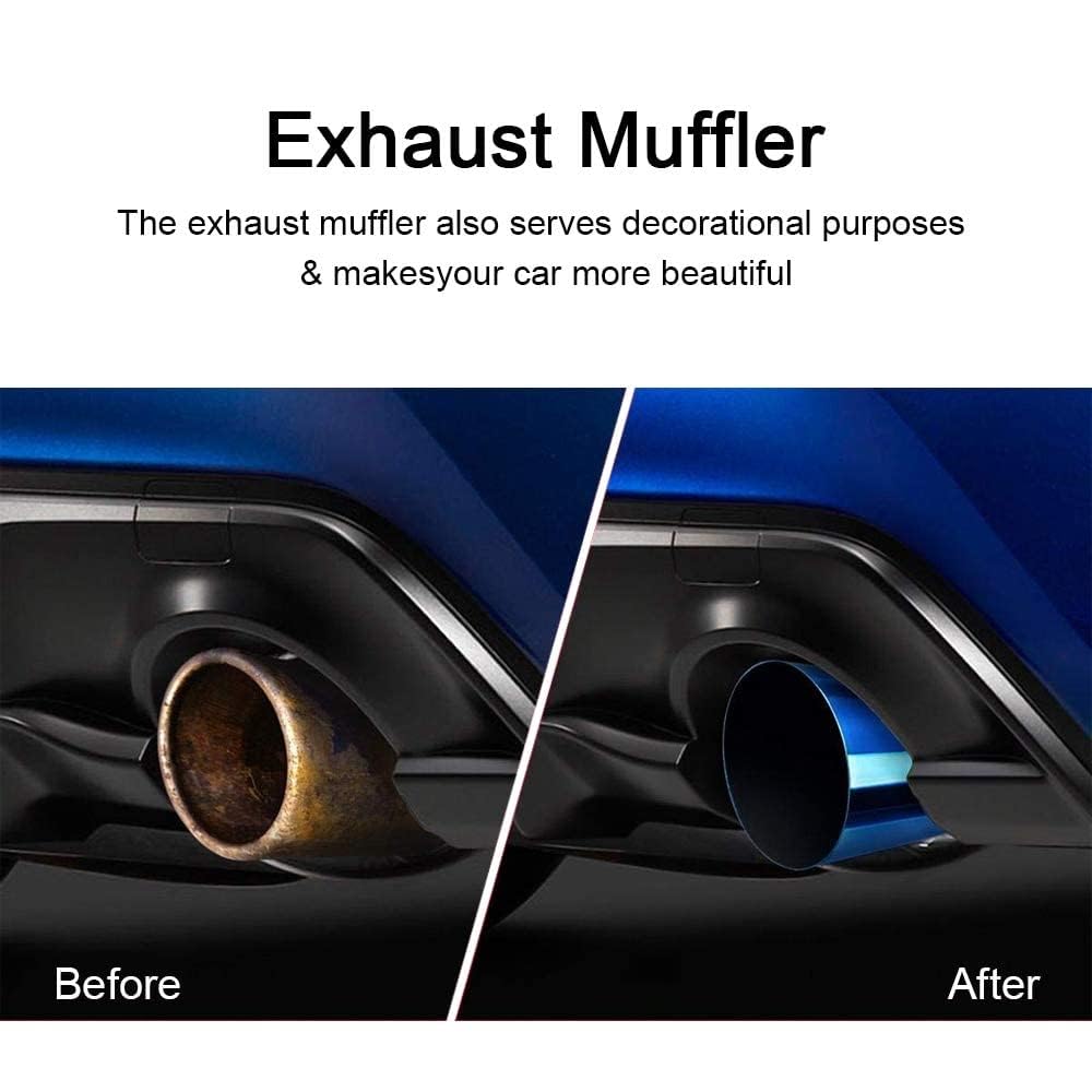 SYKRSS 2 inch Inlet Muffler Exhaust 2" to 3" Exhaust Muffler Resonator Tailpipe Tips 14.8" Length Tail Muffler with Blue Burnt Exhaust Tip Fit For Car Truck - Image 6