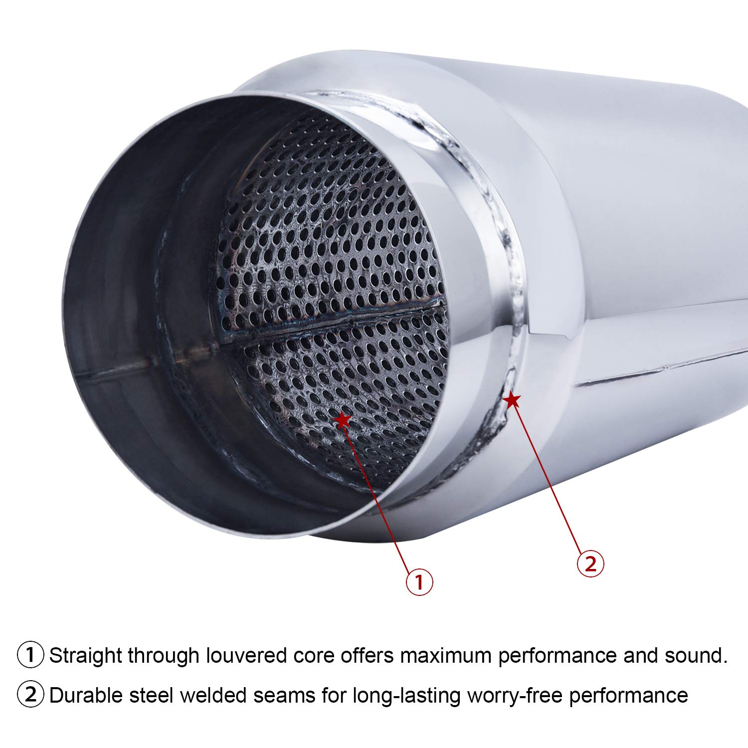 SYKRSS 4 Inlet/Outlet Exhaust Muffler Universal Stainless Steel Straight Through Muffler - Image 4