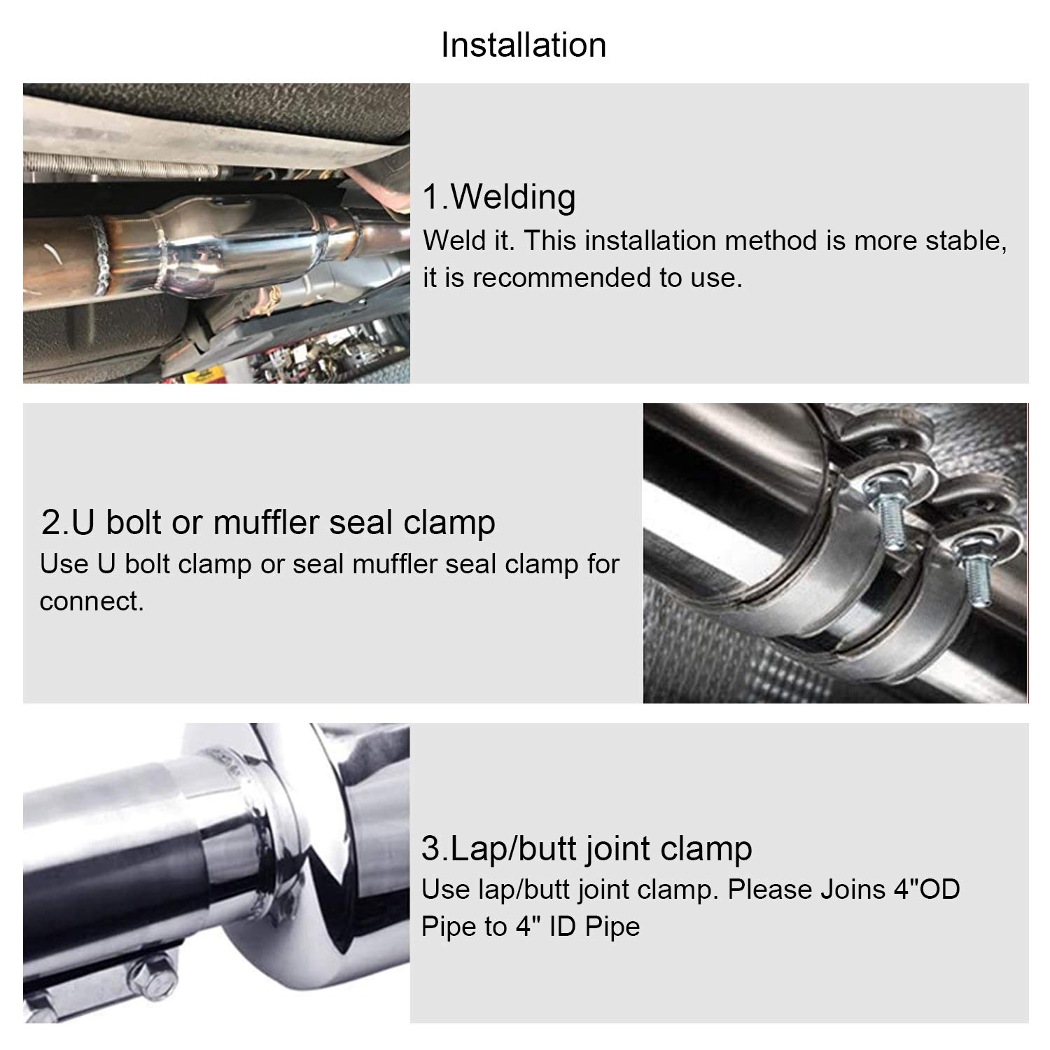 SYKRSS 4 Inlet/Outlet Exhaust Muffler Universal Stainless Steel Straight Through Muffler - Image 5
