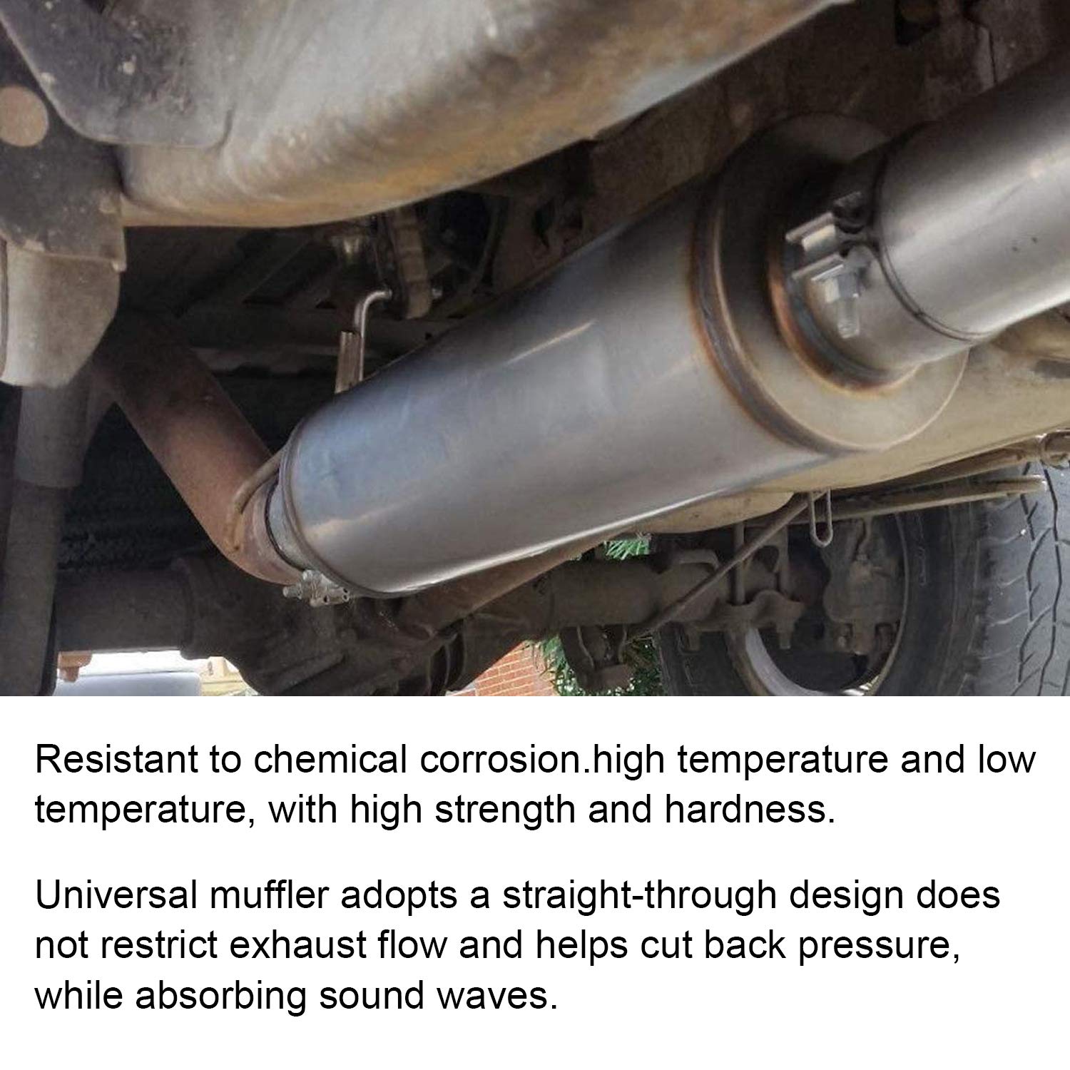 SYKRSS 4 Inlet/Outlet Exhaust Muffler Universal Stainless Steel Straight Through Muffler - Image 6