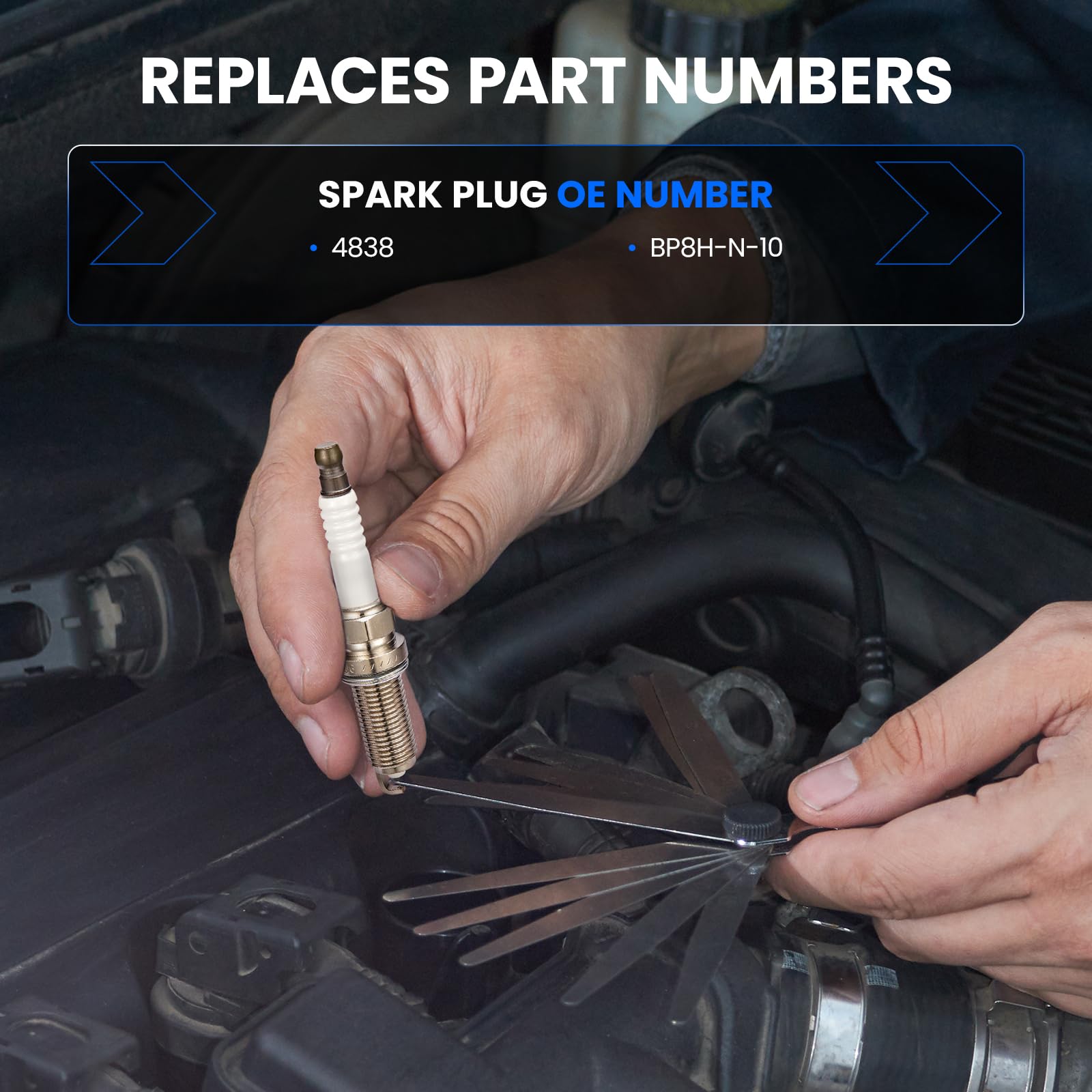 SYKRSS 4838 Iridium Spark Plugs 4 Pack - Compatible with Mercury Mariner 40hp 45hp 50hp 60hp 125hp etc. Boat Engine - Replaces BP8H-N-10 Spark Plug - Image 3