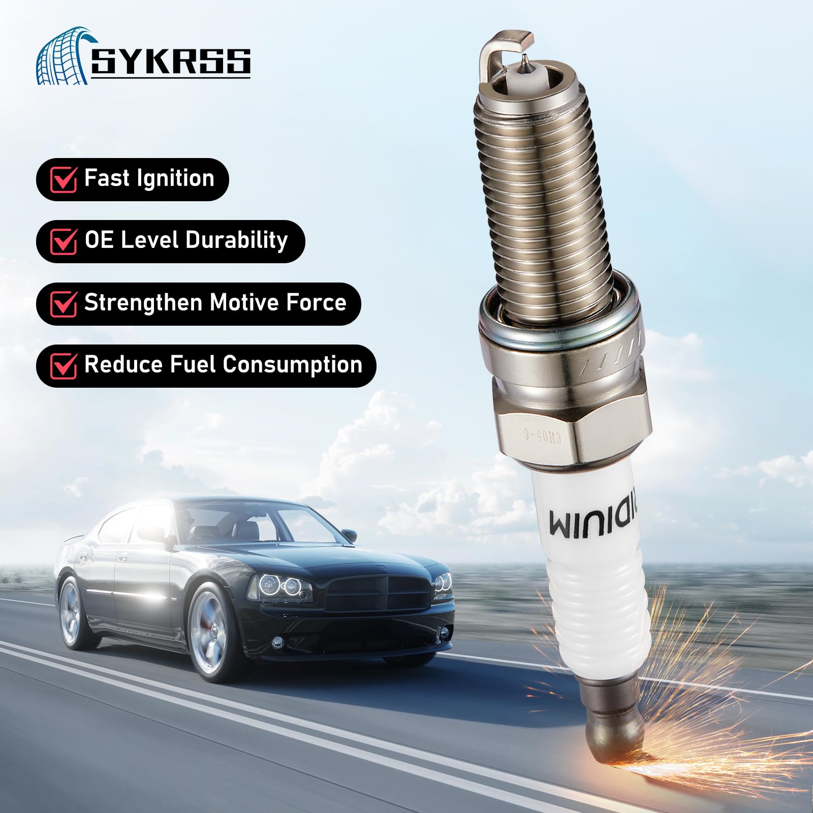 SYKRSS 93175 Iridium Spark Plugs 6 Pack Compatible with Jeep Grand Cherokee Wrangler Compatible with Honda Odyssey Pilot Accord Santa Fe Ram 1500 RDX 3.0L 3.5L 3.6L V6 Engine for LKR7DIX11S - Image 3