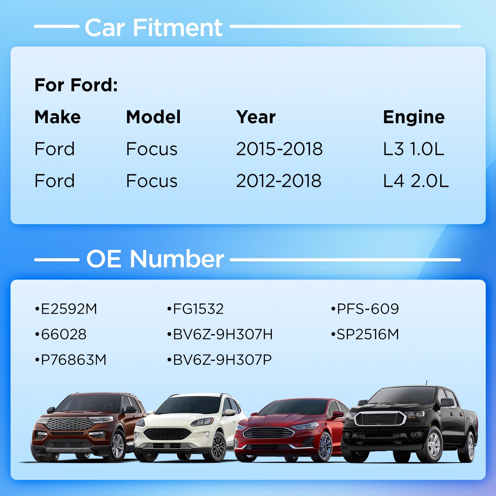 SYKRSS E2592M Fuel Pump Module Assembly Compatible with Ford Focus 2015-2018 1.0L L3, Compatible with Ford Focus 2012-2018 2.0L L4, GAS, Replaces 66028, P76863M, FG1532, BV6Z-9H307H - Image 5