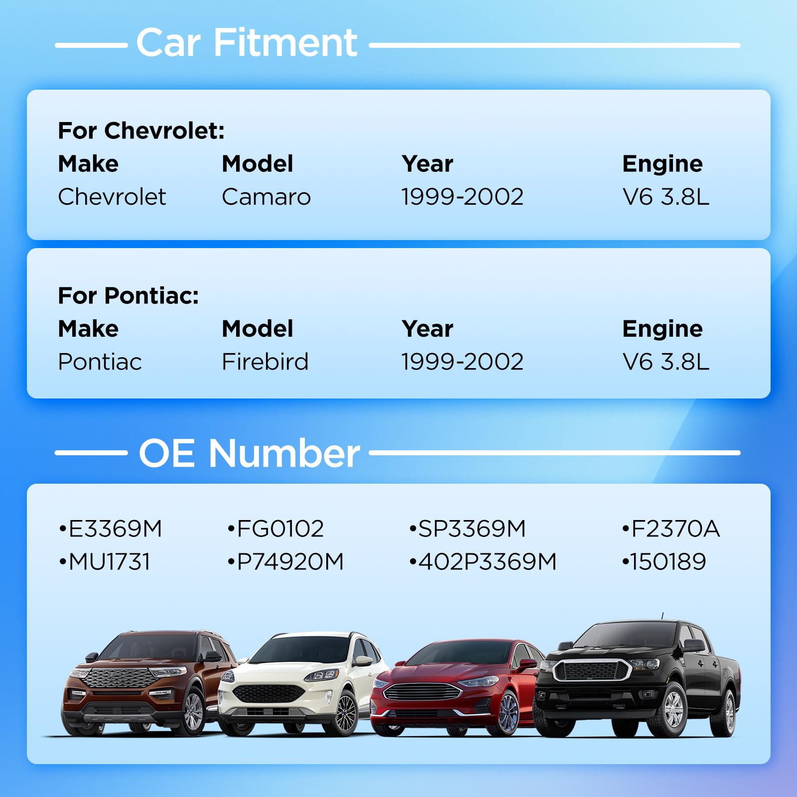 SYKRSS E3369M Fuel Pump Assembly Compatible with Chevrolet Camaro 99-02 3.8L, Compatible with Pontiac Firebird 1999-2002 V6 3.8L, Replaces MU1731 FG0102 P74920M SP3369M - Image 6