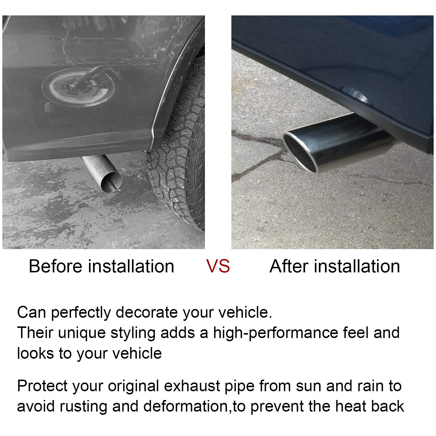 SYKRSS Exhaust Tip 3"Inlet 4"Outlet 12" Length Bolt On 304 Stainless Steel Diesel Exhaust Tail Pipe Muffler Tip - Image 6