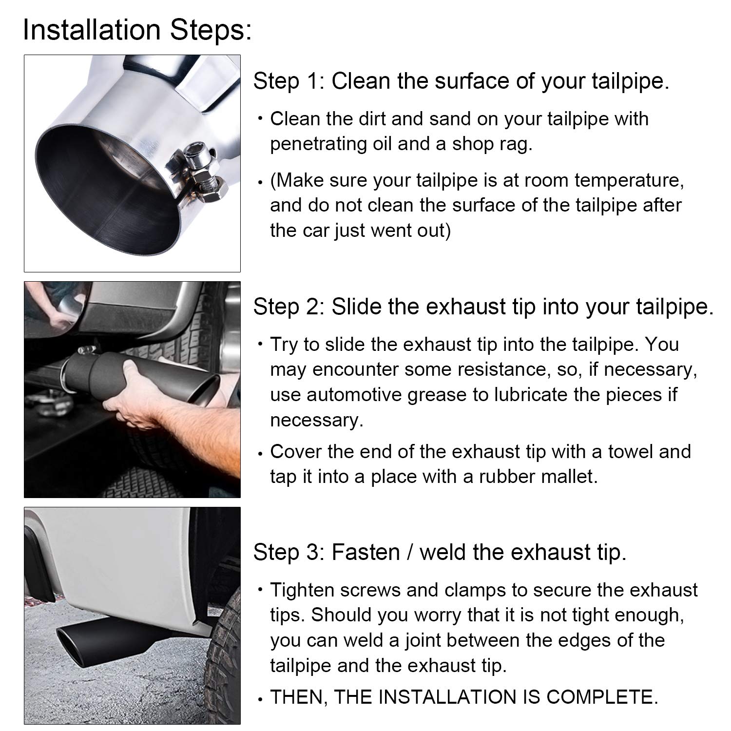 SYKRSS Exhaust Tip 3"Inlet 4"Outlet 12" Length Bolt On 304 Stainless Steel Diesel Exhaust Tail Pipe Muffler Tip - Image 7