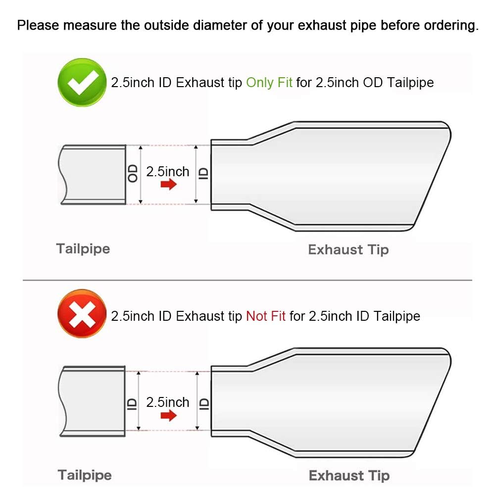 SYKRSS Exhaust Tip Universal 2.5"Inlet 3"Outlet 12" Length Bolt Clamp On Design Stainless Steel Polished Diesel Exhaust Tail Pipe Tip - Image 6