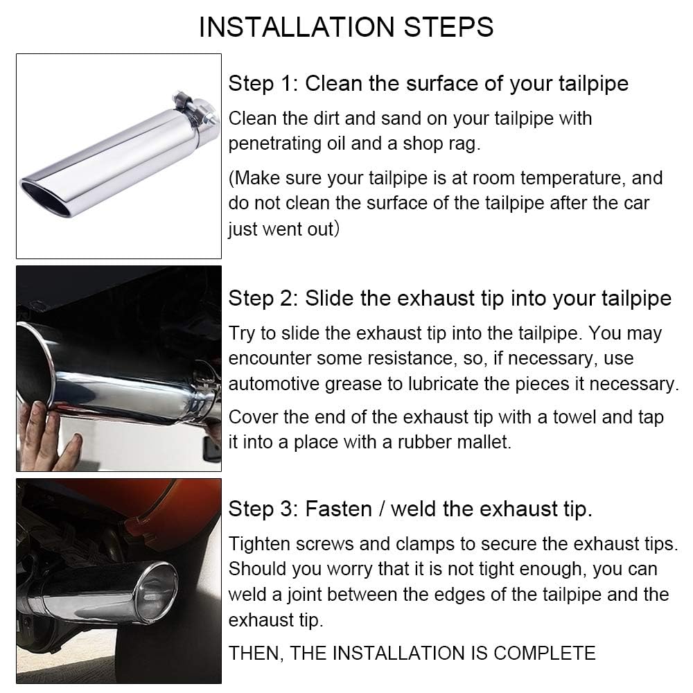 SYKRSS Exhaust Tip Universal 2.5"Inlet 3"Outlet 12" Length Bolt Clamp On Design Stainless Steel Polished Diesel Exhaust Tail Pipe Tip - Image 7