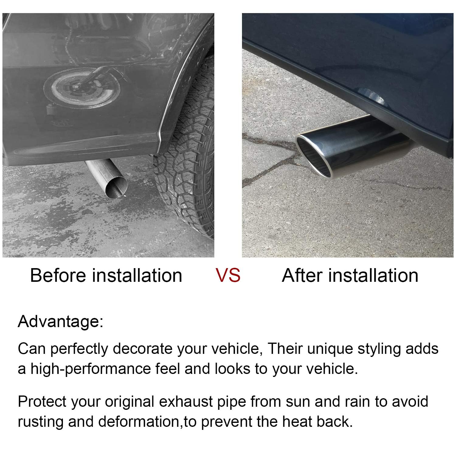 SYKRSS Exhaust Tip Universal 2.5"Inlet 3"Outlet 12" Length Bolt Clamp On Design Stainless Steel Polished Diesel Exhaust Tail Pipe Tip - Image 8