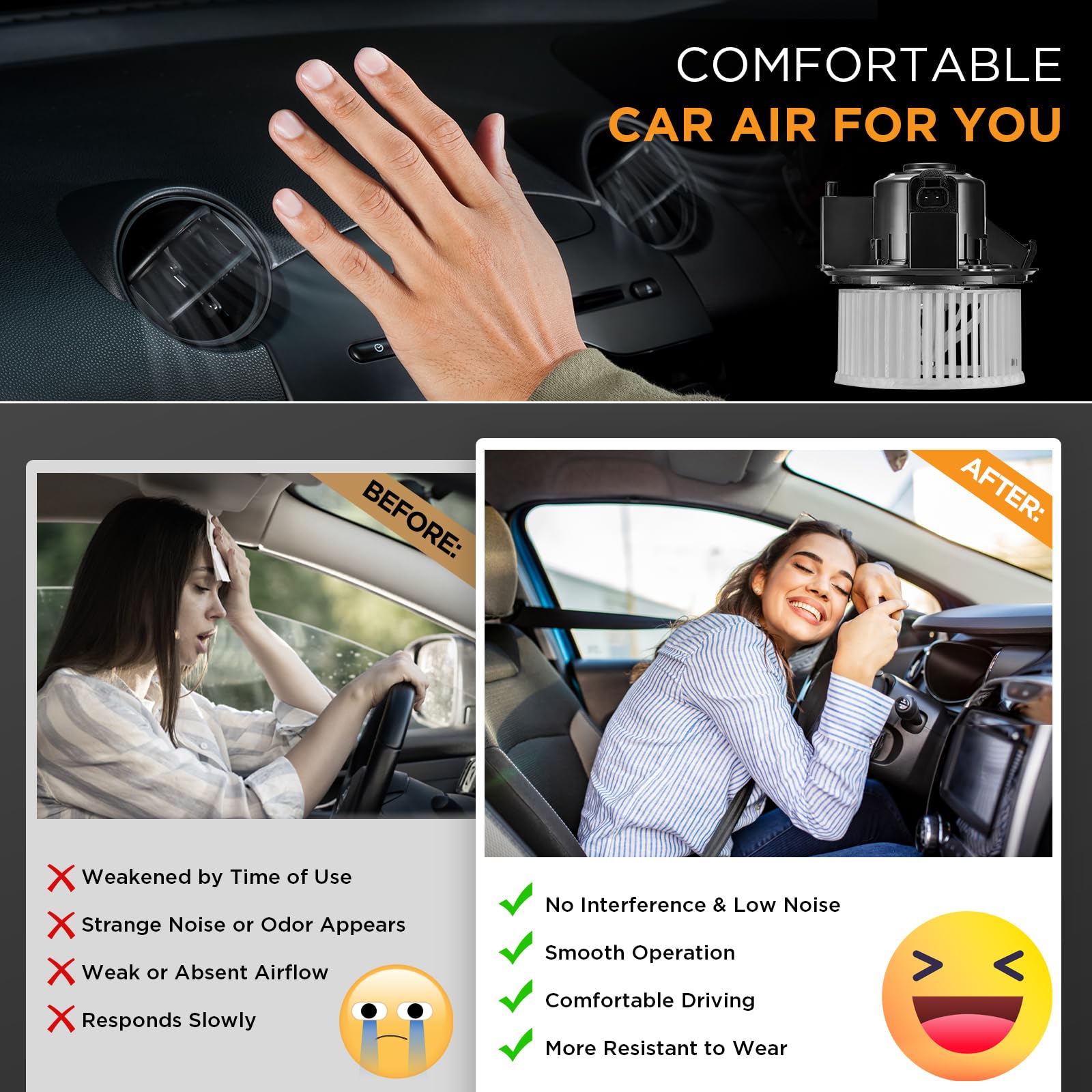 SYKRSS HVAC Blower Motor 700236 Compatible with Chevy Silverado Traverse Compatible with GMC Acadia Sierra 1500/2500/3500 HD, Heater Blower AC Fan for GM3126135, PM9365, GM3126142 Blower Motor - Image 4