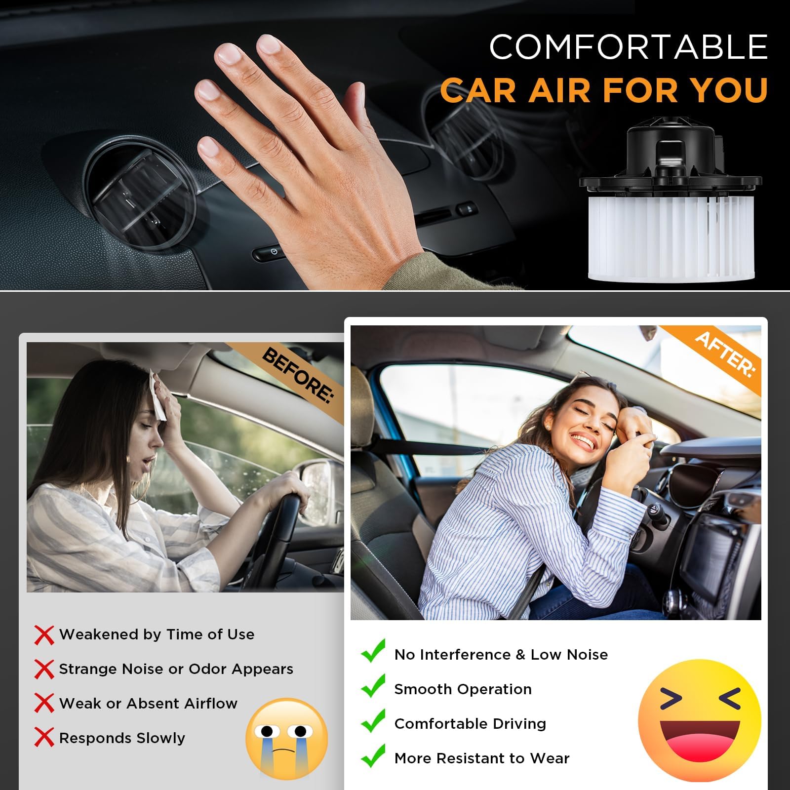 SYKRSS HVAC Blower Motor 700258 Compatible with Hyundai Compatible with Kia, Heater Blower AC Fan for Elantra Santa Fe Sport, Cadenza Optima Sedona, 75867 97113B8000 PM4036 Blower Motor Assembly - Image 4