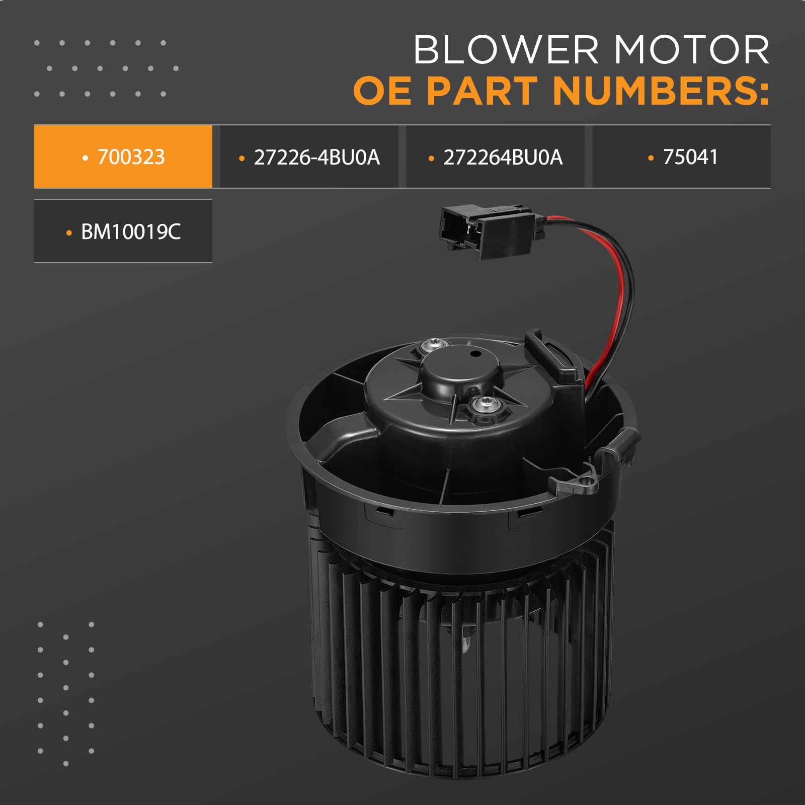 SYKRSS HVAC Blower Motor 700323 Compatible with Nissan Rogue 14-19, Rogue Sport 17-19, Heater Blower AC Fan for 27226-4BU0A, 272264BU0A, NI3126126, A/C Blower Motor - Image 3