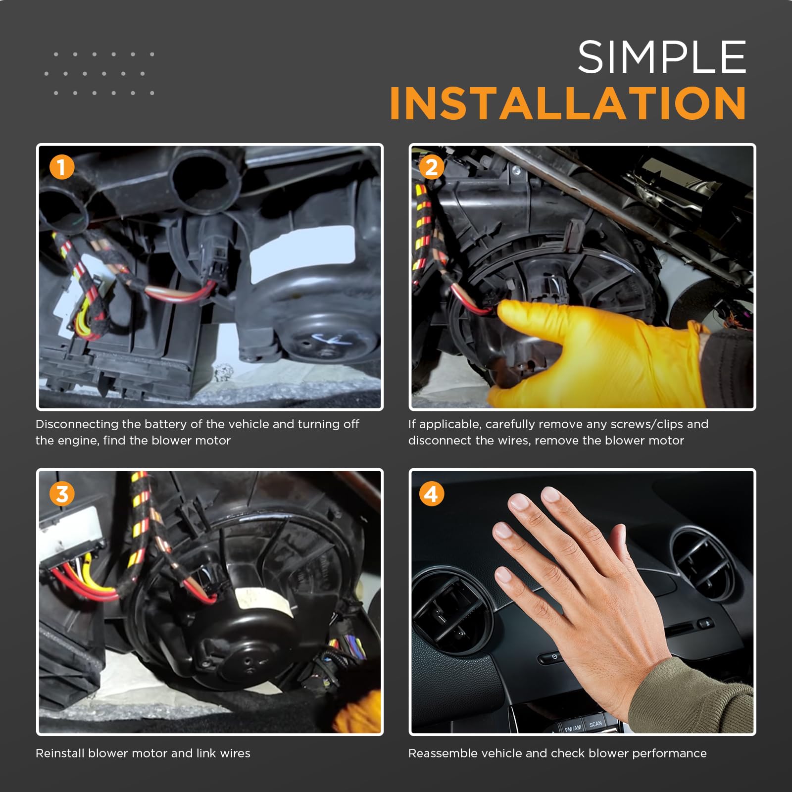 SYKRSS HVAC Blower Motor 700236 Compatible with Chevy Silverado Traverse Compatible with GMC Acadia Sierra 1500/2500/3500 HD, Heater Blower AC Fan for GM3126135, PM9365, GM3126142 Blower Motor - Image 6