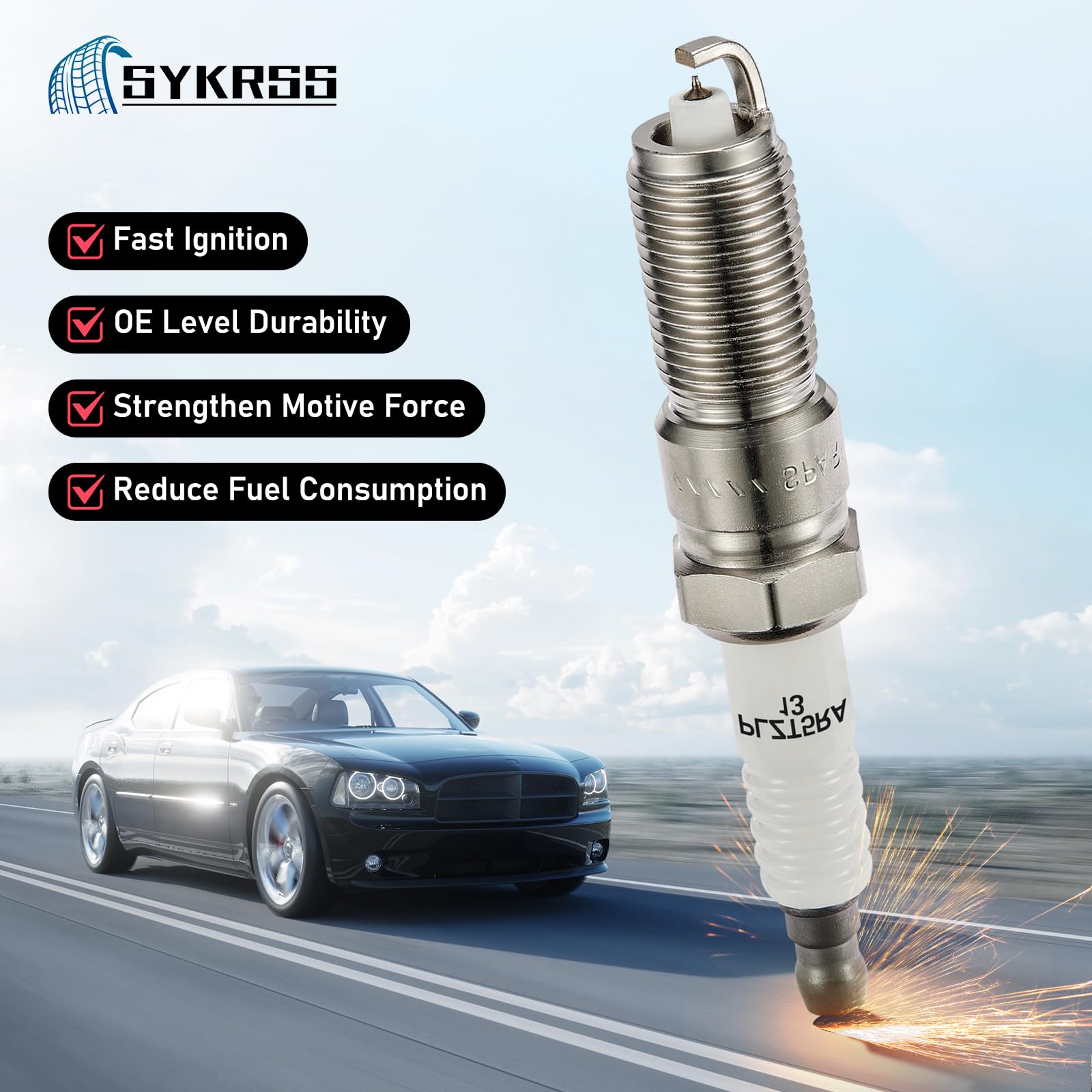 SYKRSS LZTR5AGP Iridium Spark Plugs 6 Pack Compatible with Jeep Wrangler Compatible with Dodge Grand Caravan Town & Country Pacifica Voyager VW Routan 3.3L 3.8L V6 Engine Replaces 3381 - Image 3