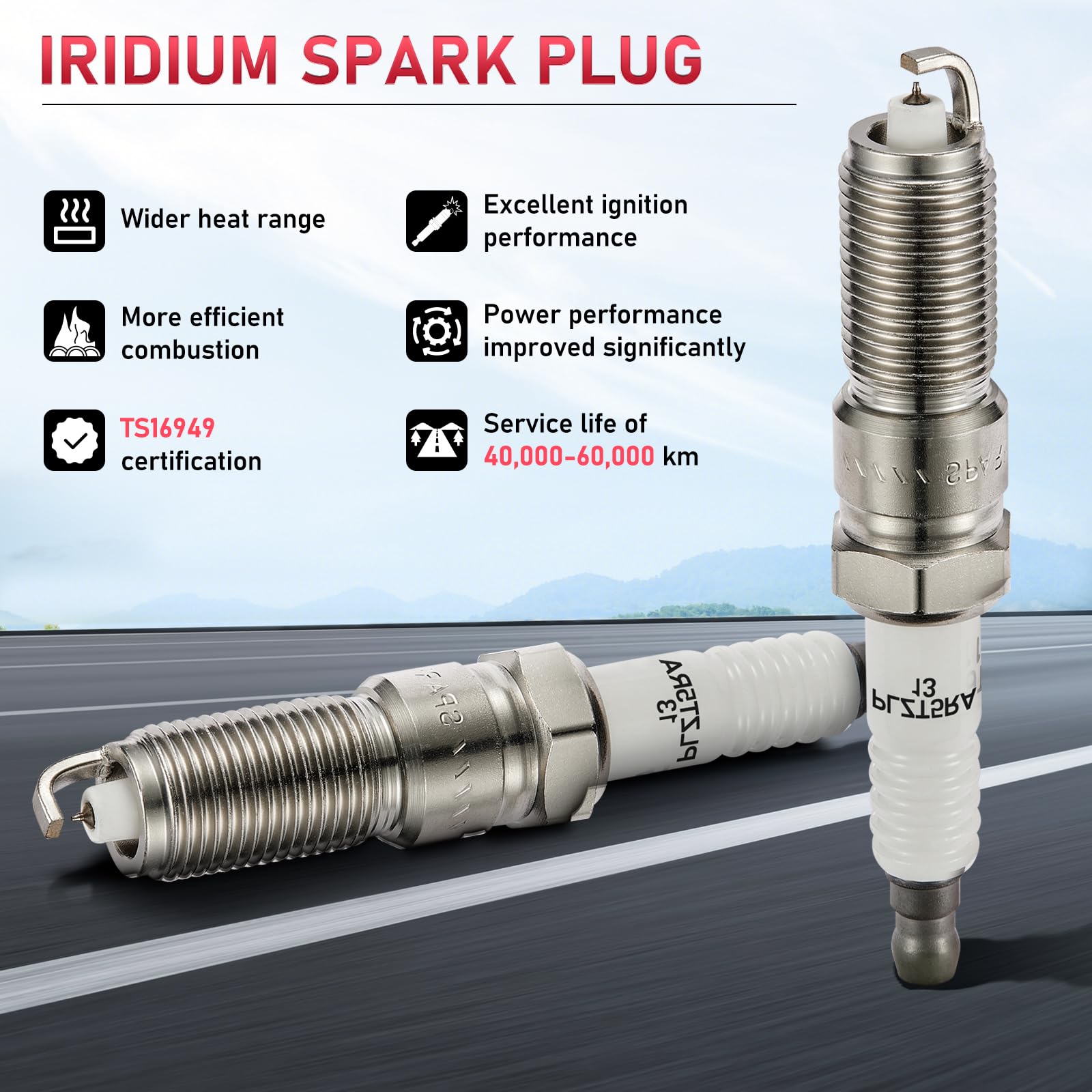 SYKRSS LZTR5AGP Iridium Spark Plugs 6 Pack Compatible with Jeep Wrangler Compatible with Dodge Grand Caravan Town & Country Pacifica Voyager VW Routan 3.3L 3.8L V6 Engine Replaces 3381 - Image 6