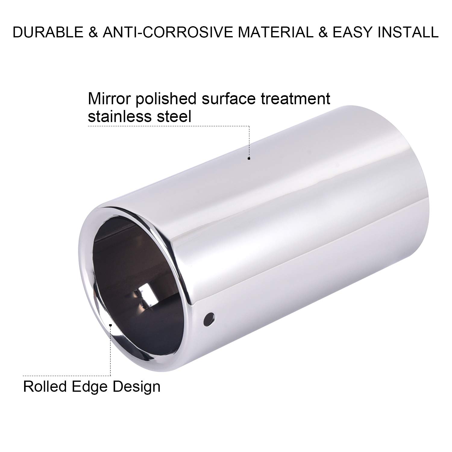 SYKRSS Pair Muffler Exhaust Tail Pipes Tips Compatible with BMW 325i 328i Silver - Image 4