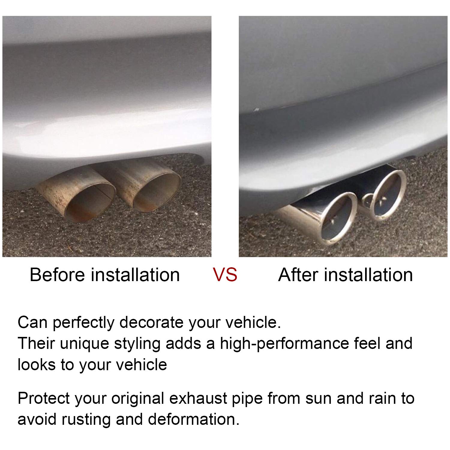 SYKRSS Exhaust Muffler Tail Pipe Tips Pair Compatible with 2005-2012 BMW 325i 328i, Black - Image 5