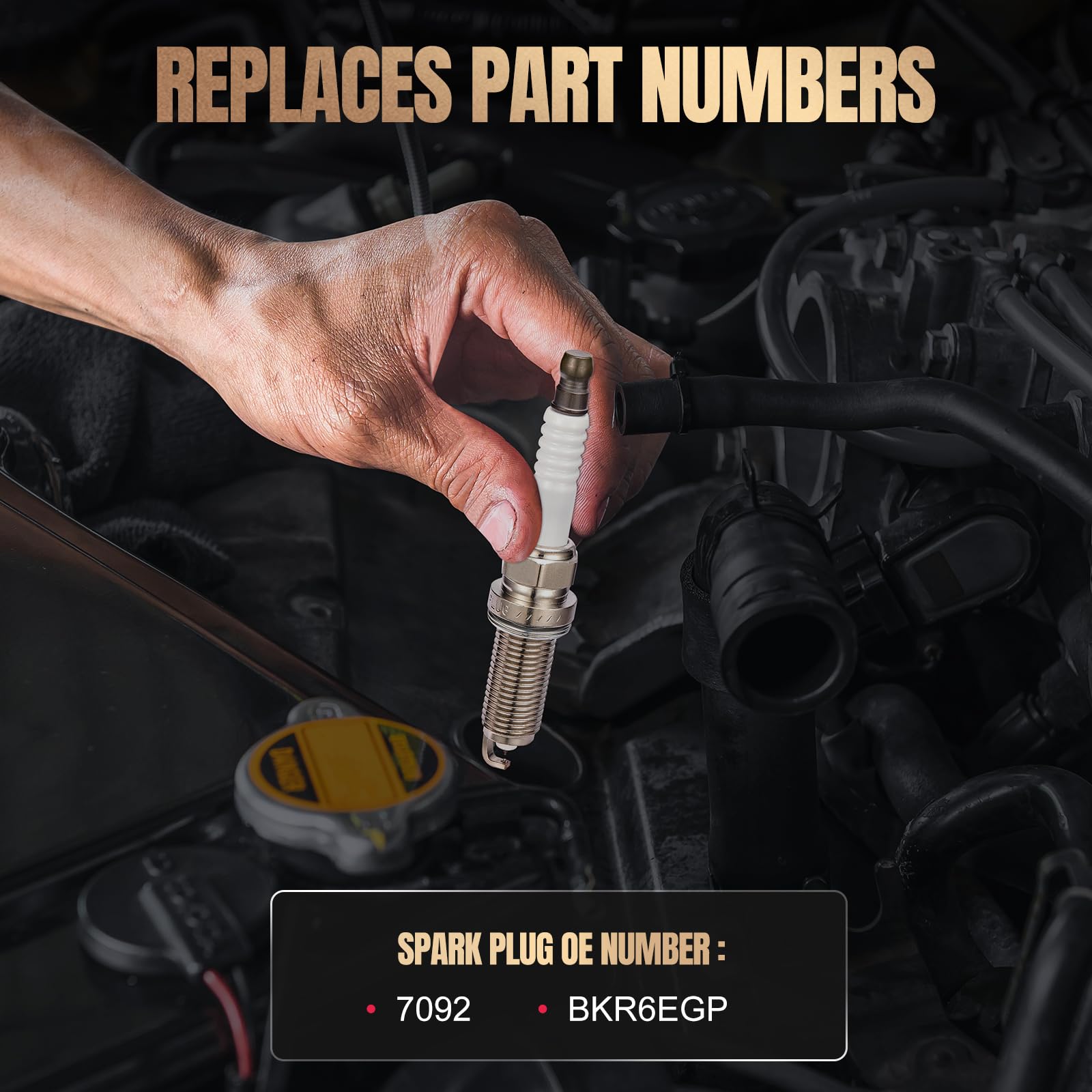 SYKRSS Set of 4 Iridium Spark Plugs 7092 Compatible with Dodge Avenger Civic Camry Corolla RAV4 Solara Vibe xB tC HS250h C230 1.8L 2.0L 2.4L 2.5L L4 H4 Engine Replacement for BKR6EGP Spark Plug - Image 3