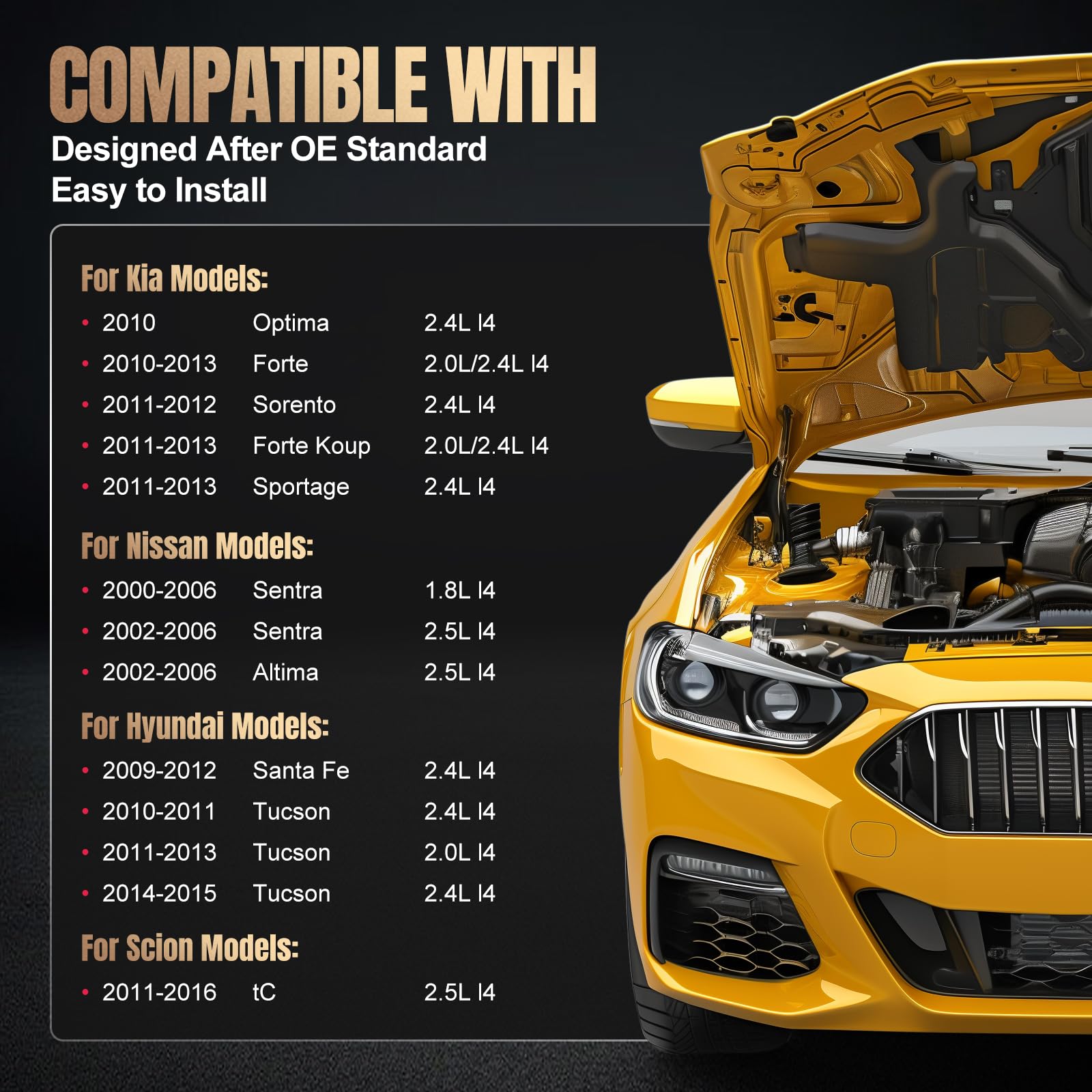 SYKRSS Set of 4 Iridium Spark Plugs XP5325 Compatible with Kia Forte Koup Sorento Sportage Optima Compatible with Scion tC Santa Fe Tucson Altima Sentra 1.8L 2.0L 2.4L 2.5L L4 Replaces 4469 - Image 4