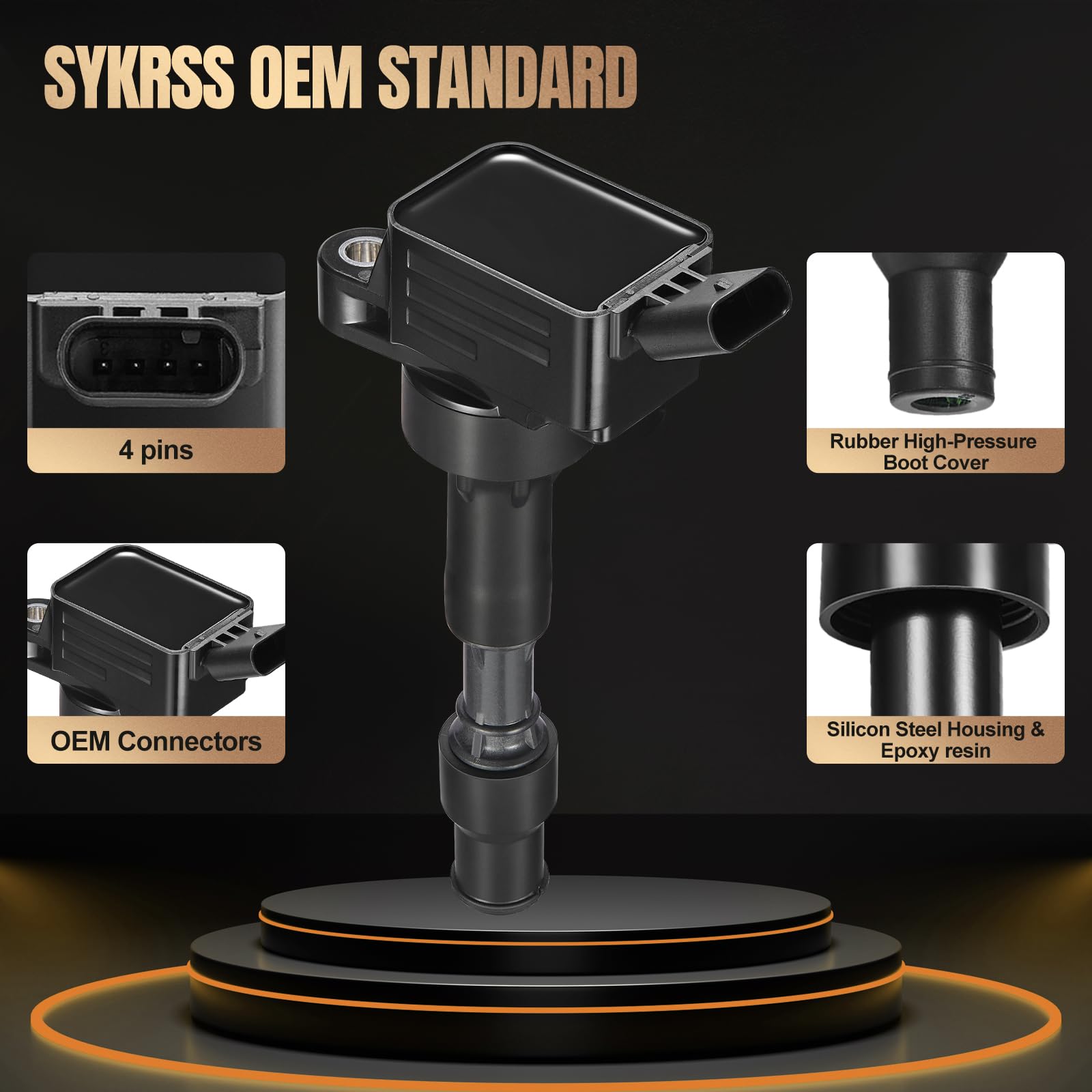 SYKRSS Set of 4 UF816 Ignition Coil Pack Compatible with Hyundai Sonata Elantra Kona Veloster Compatible with Kia Forte Optima 2.0L L4 Replaces 27300-2E601 GN10877 UF-816 49137 273002E601 - Image 3