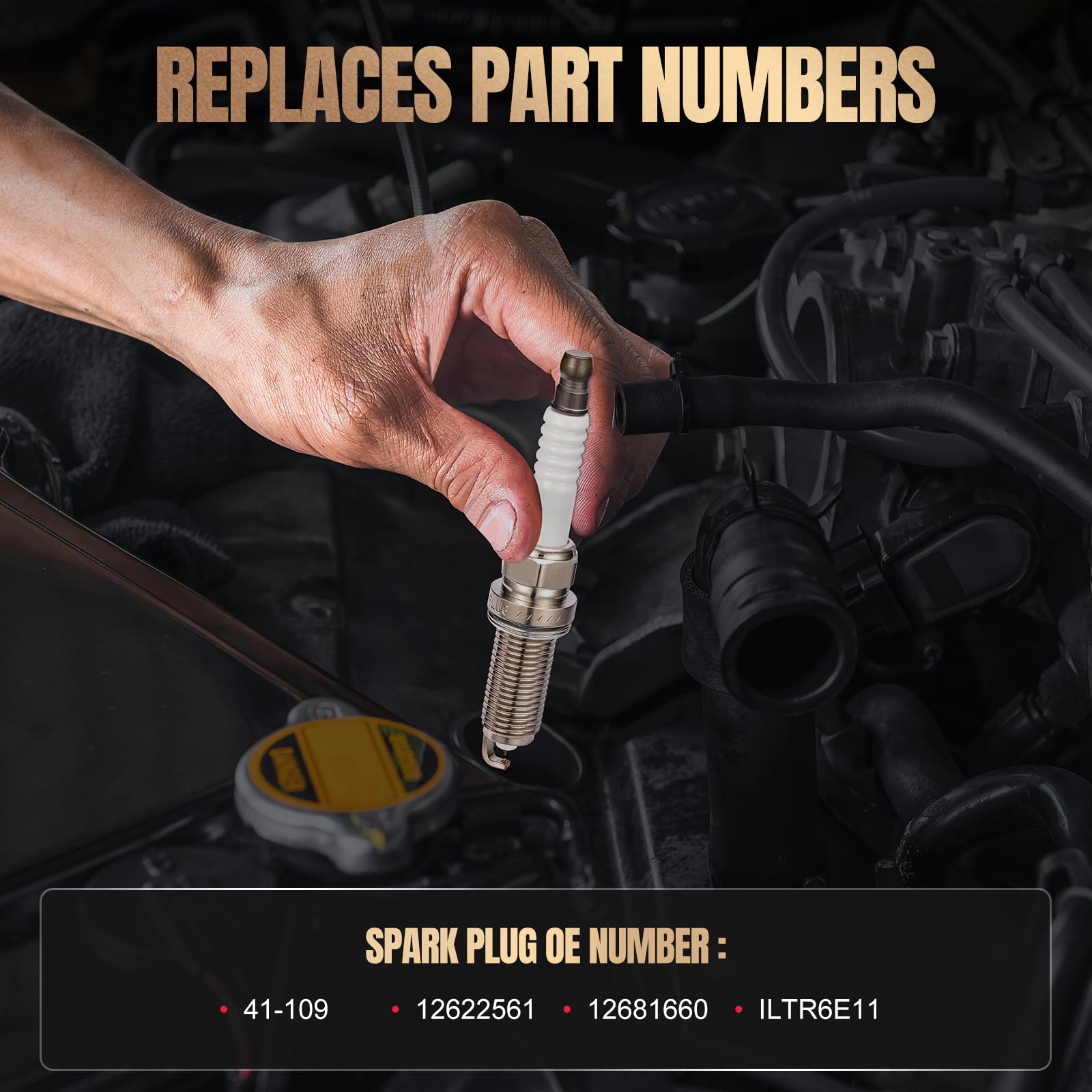 SYKRSS Set of 6 Iridium Spark Plug 41-109 Compatible with LaCrosse Enclave Acadia Terrain Compatible with Cadillac CTS SRX STS Chevy Impala Malibu Camaro Equinox 2.4L 3.0L 3.6L L4 V6 Replaces ILTR6E11 - Image 3