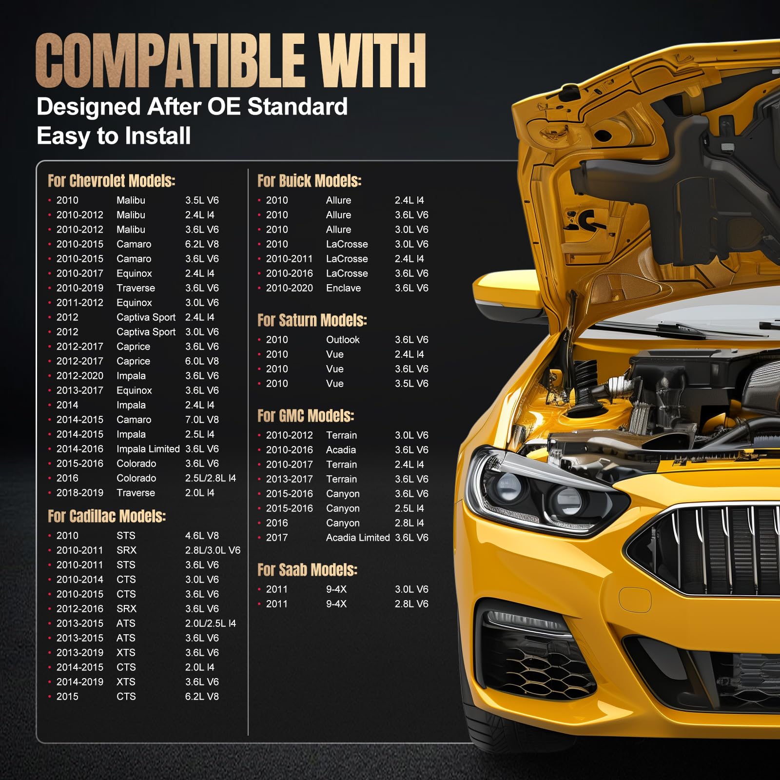 SYKRSS Set of 6 Iridium Spark Plug 41-109 Compatible with LaCrosse Enclave Acadia Terrain Compatible with Cadillac CTS SRX STS Chevy Impala Malibu Camaro Equinox 2.4L 3.0L 3.6L L4 V6 Replaces ILTR6E11 - Image 4