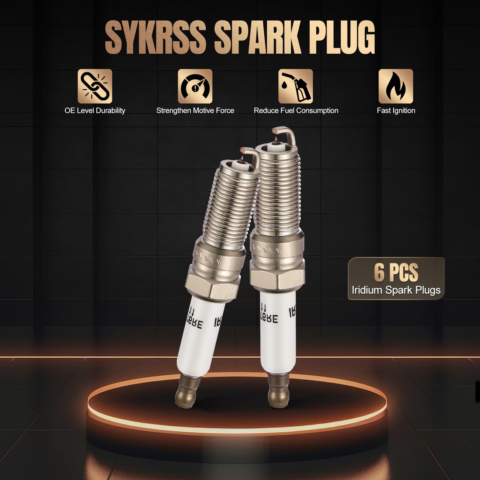SYKRSS Set of 6 Iridium Spark Plug 41-109 Compatible with LaCrosse Enclave Acadia Terrain Compatible with Cadillac CTS SRX STS Chevy Impala Malibu Camaro Equinox 2.4L 3.0L 3.6L L4 V6 Replaces ILTR6E11 - Image 5