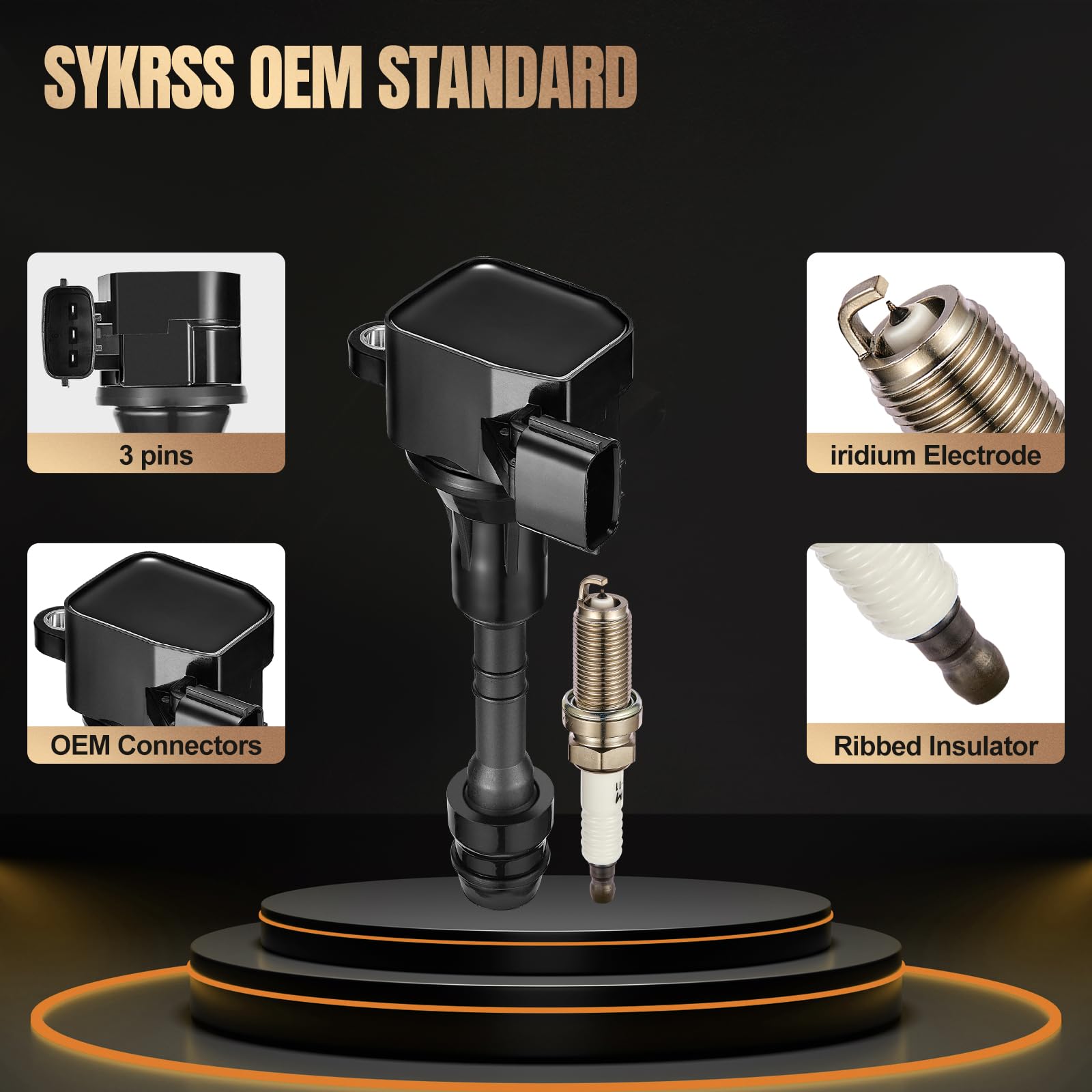 SYKRSS Set of 6 UF401 Ignition Coil Pack and 4469 Spark Plugs Compatible with INFINITI G35 I35 M35 FX35 Compatible with Nissan 350Z Pathfinder NV1500 NV2500 NV3500 Xterra Quest Replaces 6734025 - Image 3