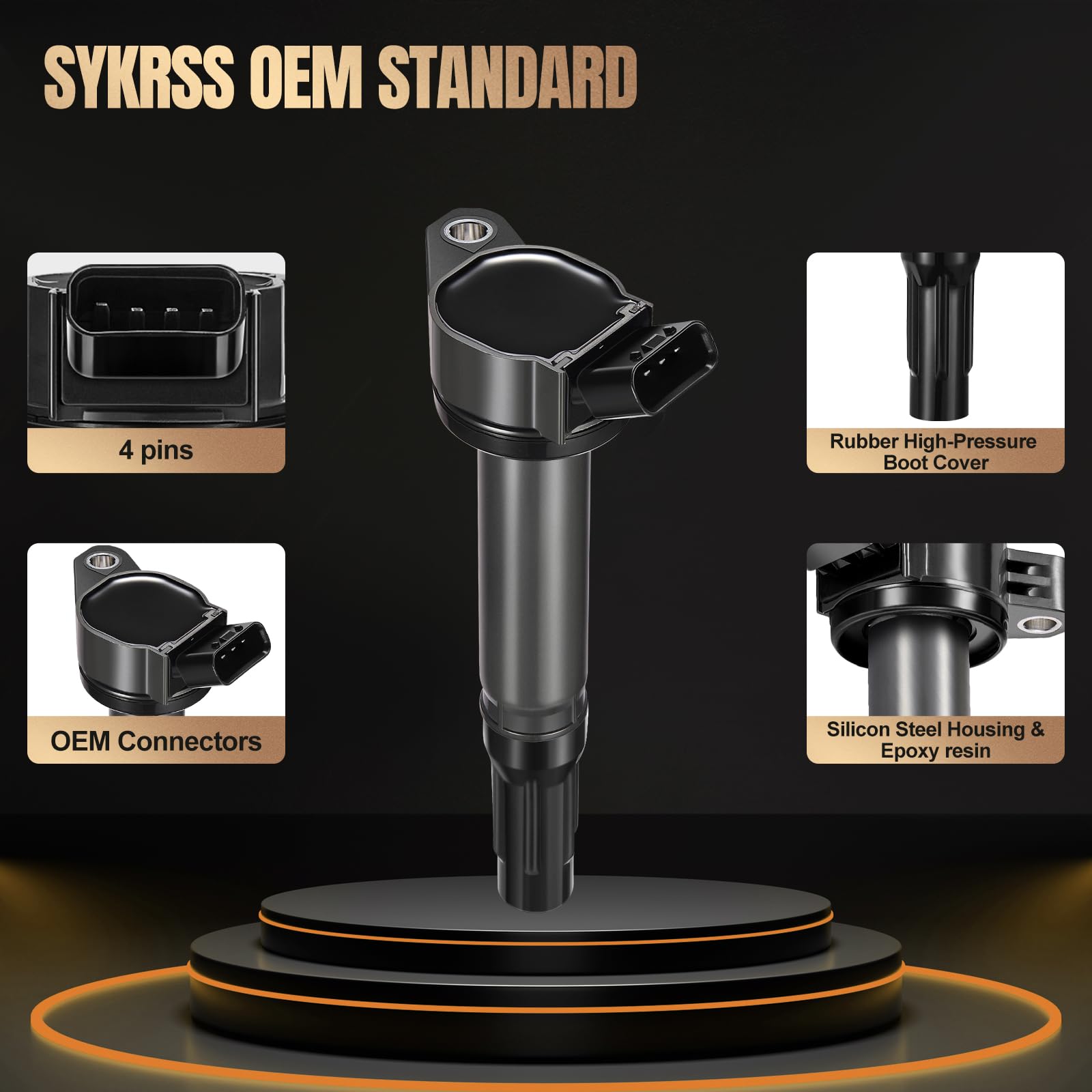 SYKRSS Set of 6 UF487 Ignition Coil Pack Compatible with Toyota Avalon Highlander Camry Sienna Rav4 Venza 4Runner ES350 IS350 RX350 RX450h GS350 ES300h 2.5L L4 3.5L V6 Replaces C1601 90919-A2007 - Image 3