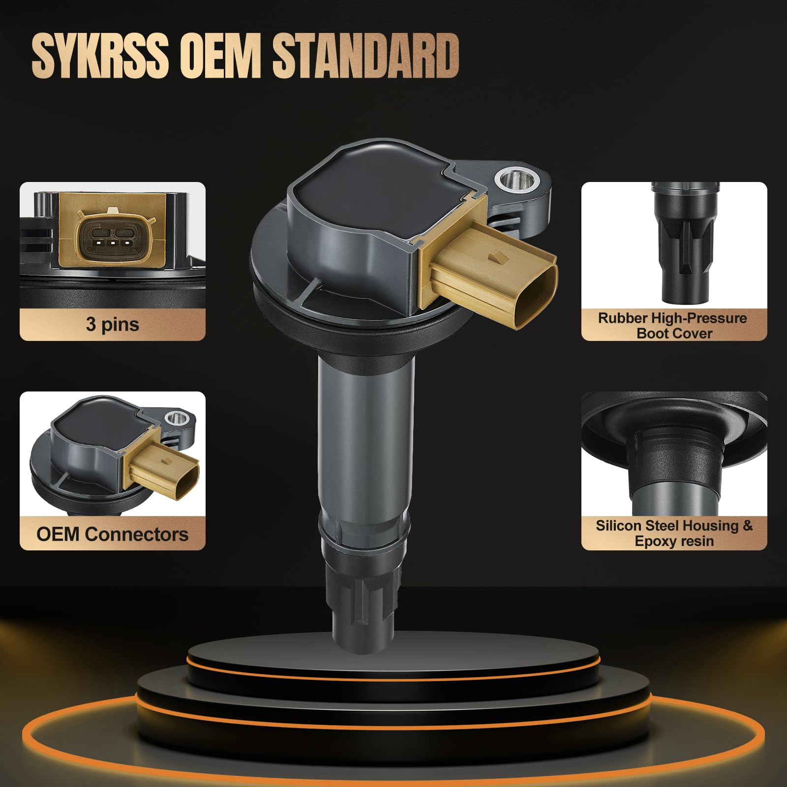 SYKRSS Set of 6 UF646 Ignition Coil Pack Compatible with Ford F-150 Explorer Flex Transit-150/250/350 Compatible with Lincoln MKS MKT Navigator 3.5L V6 Replaces BL3Z12029C C1814 UF646 BL3Z12029B - Image 3