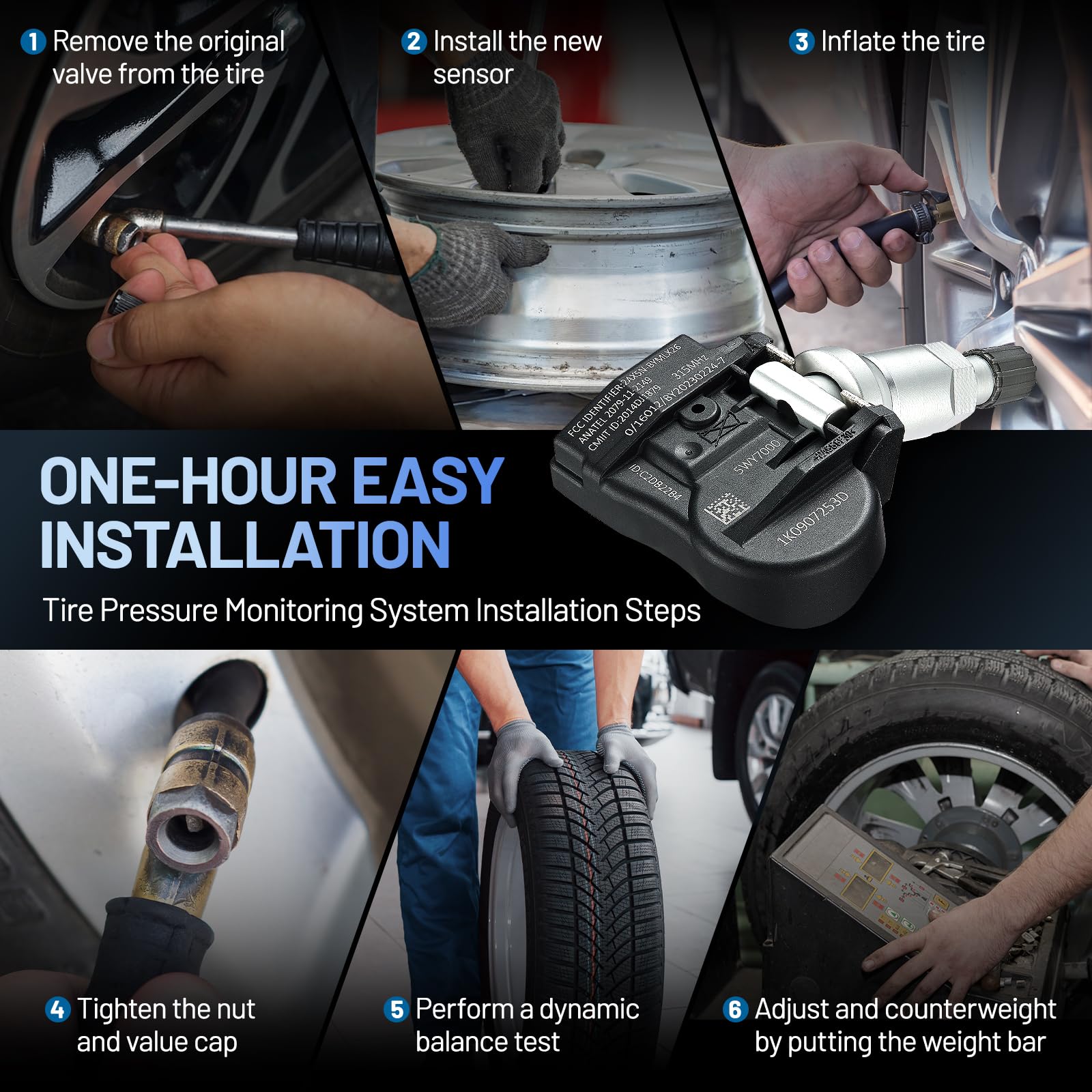 SYKRSS TPMS Sensor 1K0907253D for GM 315Mhz Tire Pressure Monitoring Sensor Compatible with Audi A3-S3 (8P) Q5 TT, Compatible with Volkswagen Beetle CC EOS, Tire Sensor Replace# 1K0907253E (4 Pack) - Image 6