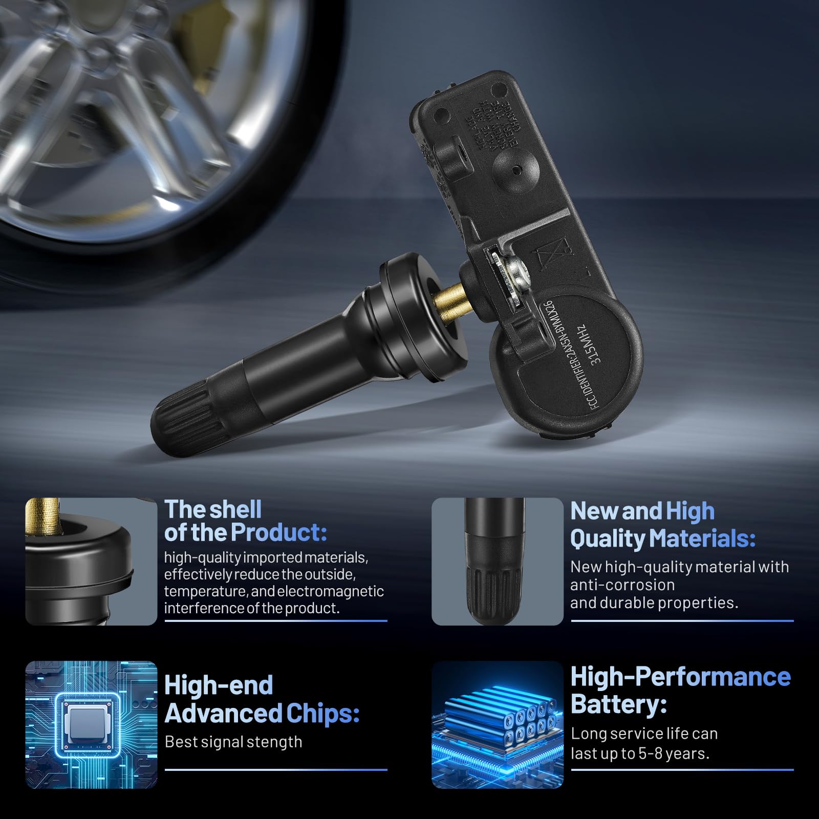 SYKRSS TPMS Sensor 28103AJ00A for GM 315Mhz Tire Pressure Monitoring Sensor Compatible with Subaru B9 Tribeca Crosstrek Forester Impreza Legacy Outback, Tire Sensor Replace# 28103AG00A (4 Pack) - Image 4