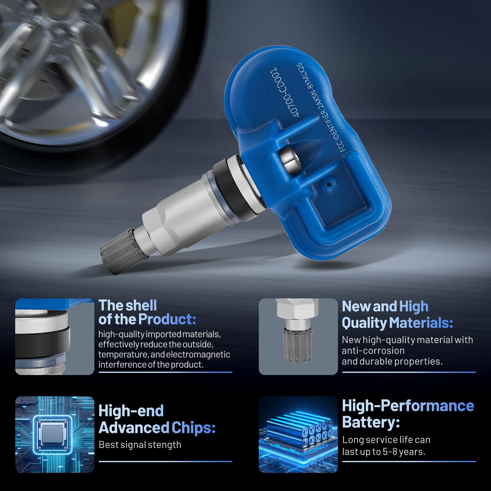 SYKRSS TPMS Sensor 40700-CD001 for 315Mhz Tire Pressure Monitoring Sensor Compatible with Nissan Altima Cube Frontier Maxima Murano Quest Xterra 03-20, Compatible Infiniti Q45 QX4 QX56 03-10 (4 Pcs) - Image 4