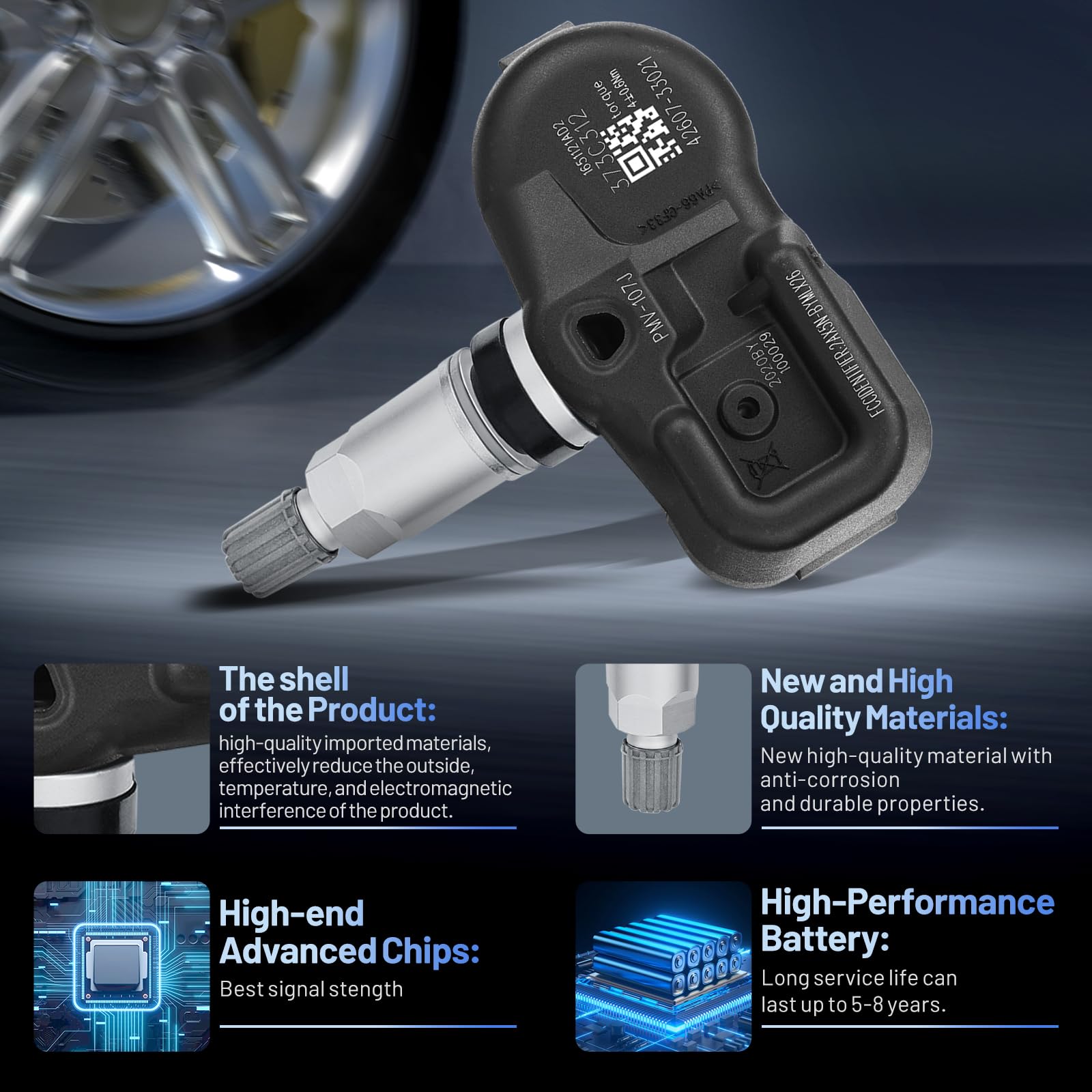 SYKRSS TPMS Sensor 42607-33021 for GM 315Mhz Tire Pressure Monitoring Sensor Compatible with Toyota RAV4 Camry 4Runner Tacoma Corolla 04-15, Compatible with Scion iQ tC xB xD 06-16 (4 PCS) - Image 4