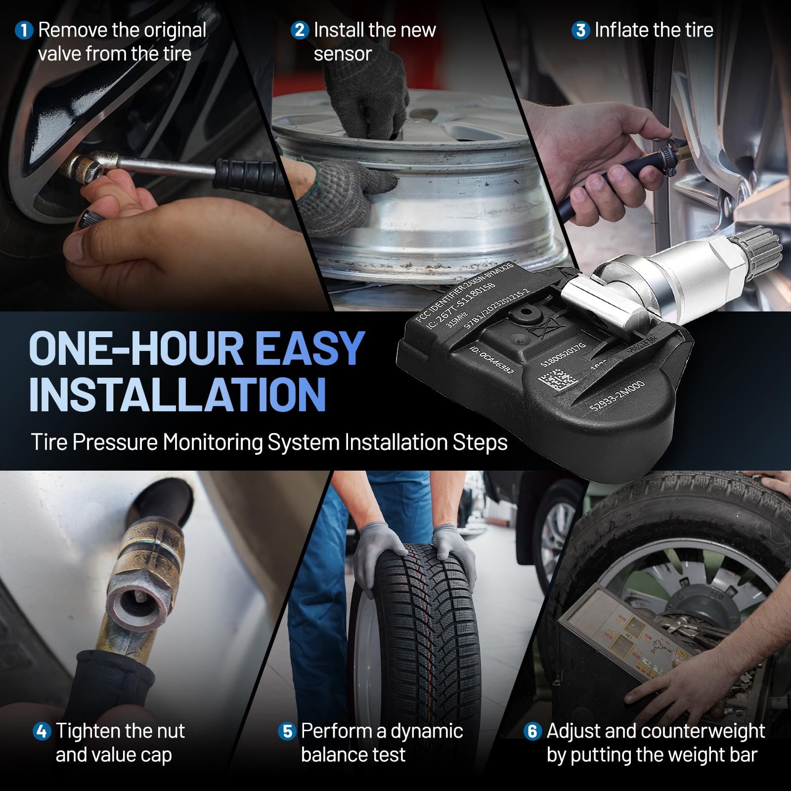 SYKRSS TPMS Sensor 52933-1M000 for GM 315Mhz Tire Pressure Monitoring Sensor Compatible with Hyundai Accent Sonata, Compatible with Kia Forte Soul, 2011-2015, Replaces for 52933-2M000 (4 Pcs) - Image 6