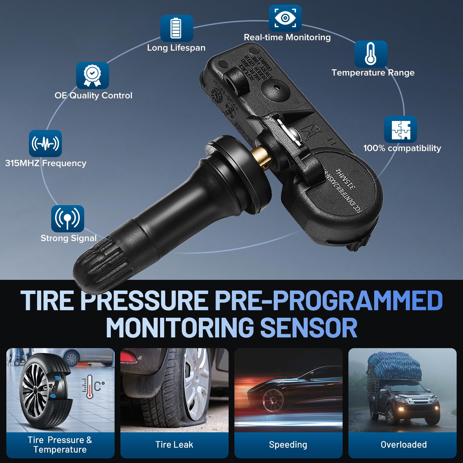 SYKRSS TPMS Sensor DE8T-1A180-AA for GM 315Mhz Tire Pressure Monitoring Sensor Compatible with Ford Edge Escape 10-19, Compatible with Lincoln Navigator 06-11, Compatible with Mercury Mariner 09-11 - Image 3