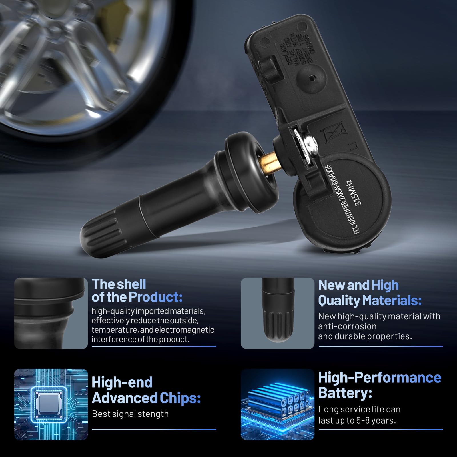 SYKRSS TPMS Sensor DE8T-1A180-AA for GM 315Mhz Tire Pressure Monitoring Sensor Compatible with Ford Edge Escape 10-19, Compatible with Lincoln Navigator 06-11, Compatible with Mercury Mariner 09-11 - Image 4