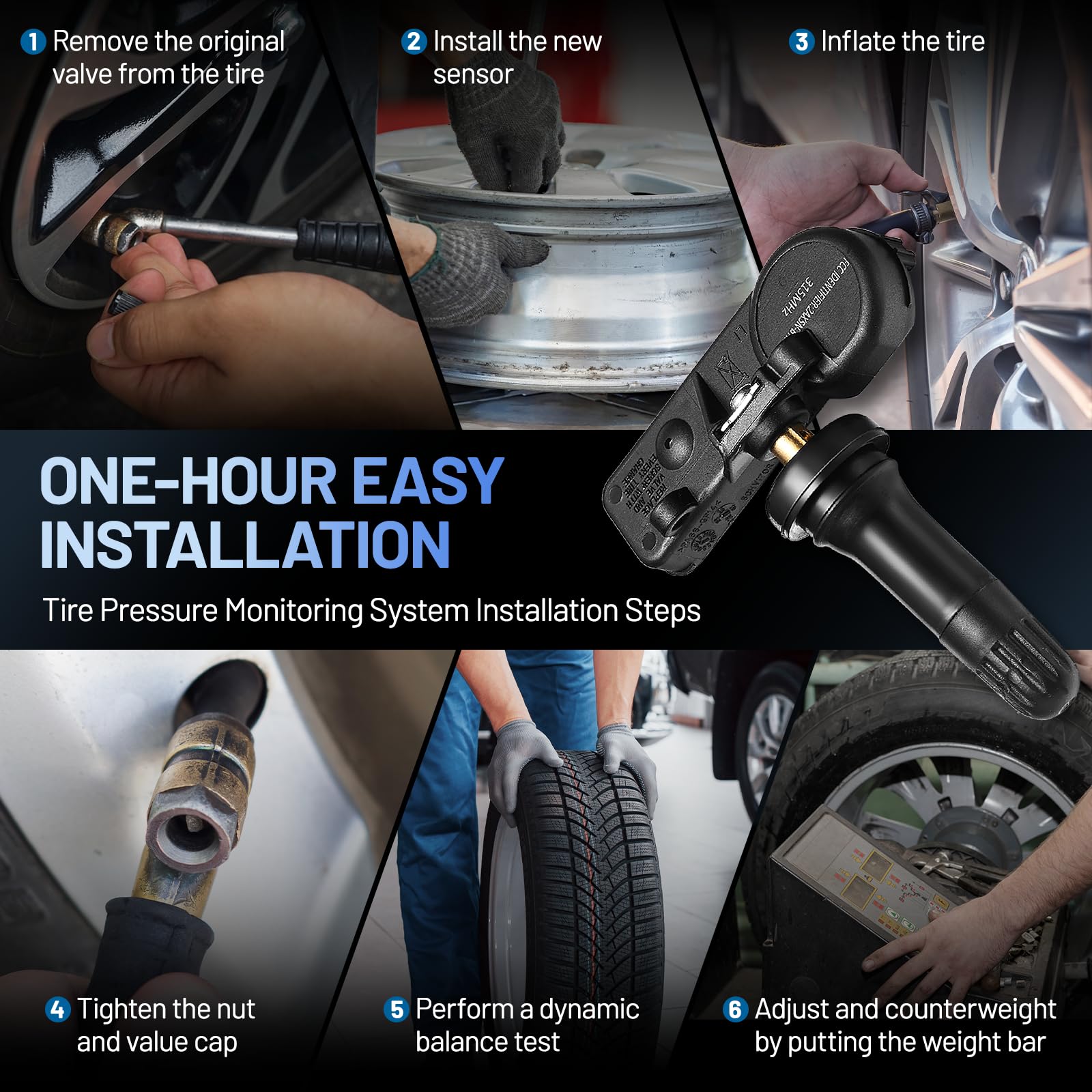 SYKRSS TPMS Sensor DE8T-1A180-AA for GM 315Mhz Tire Pressure Monitoring Sensor Compatible with Ford Edge Escape 10-19, Compatible with Lincoln Navigator 06-11, Compatible with Mercury Mariner 09-11 - Image 6