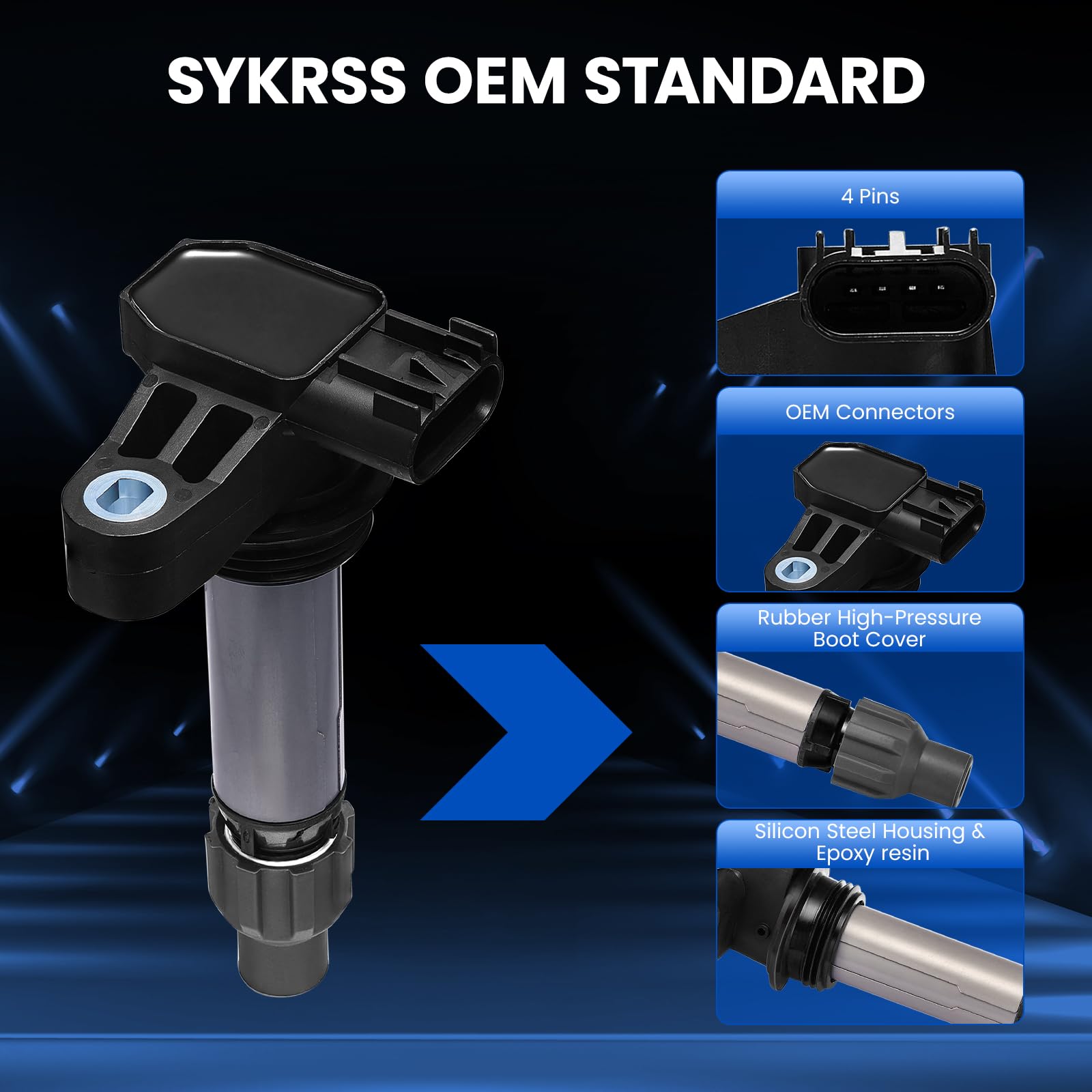 SYKRSS UF569 Ignition Coil Pack - Misfire Fix for Cadillac ATS CTS SRX STS XTS, for Chevy Camaro Caprice Equinox Traverse - Replaces C1555 GN10494 (6PCS) - Image 3